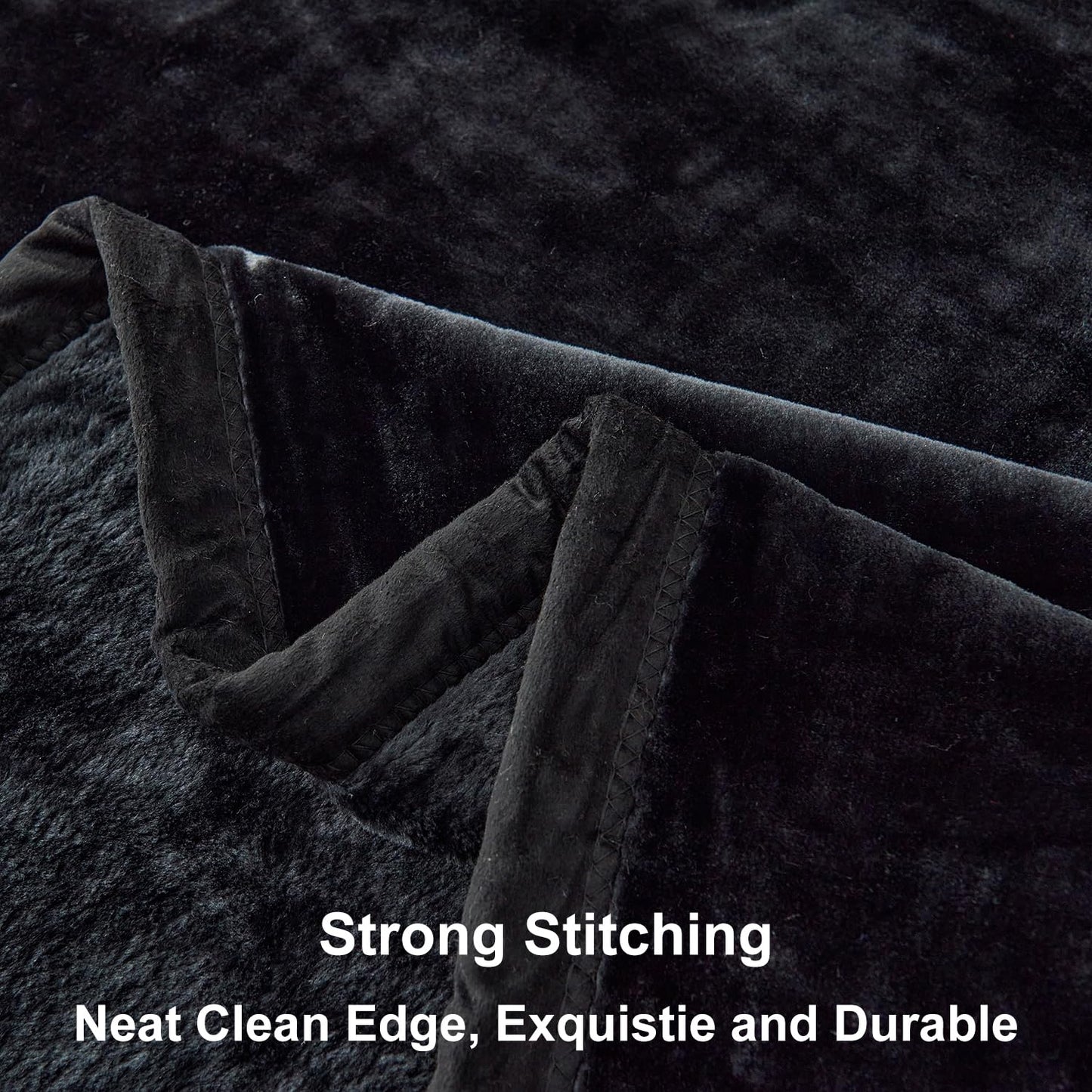 JYK Fleece Plush Blanket - 3.5 LB, 1 Ply Lightweight Korean Style Mink Blanket, Queen 79" x 91" - Super Soft, Warm & Cozy, Microfiber Bed Blanket for All Seasons, Black