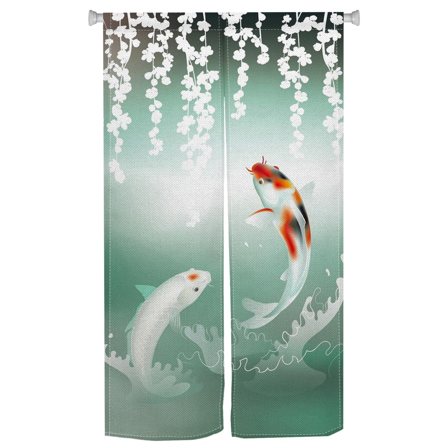 XMJJKUF Japanese Noren Doorway Curtain Japanese Style Door Kitchen Curtains Kio Fish Printed Window Treatment Door Tapestry Panel for Ukiyoe Room Divider Home Bar Decorations,33.5"x 70.9"