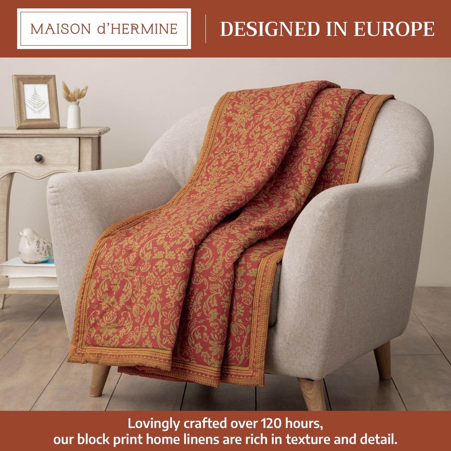 Maison d' Hermine Throw Blanket for Couch Lightweight Soft Warm Breathable Cotton Throw Blankets for Bed Girls Boys Women Men Gifts Sofa Travel Living Room Spring Summer (Sofia, 60" X 80")