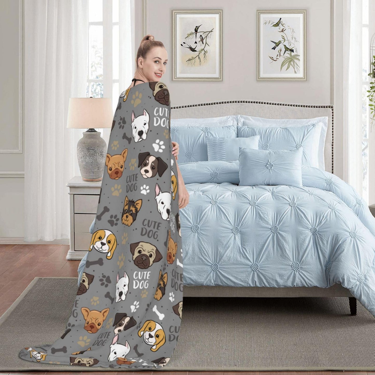 Cute Puppy Dog Blanket Throw Blanket for Bed Soft Cozy Fluffy Couch Blankets Fleece Blanket Throw Gifts for Women Men Girls Boys 50"x40"