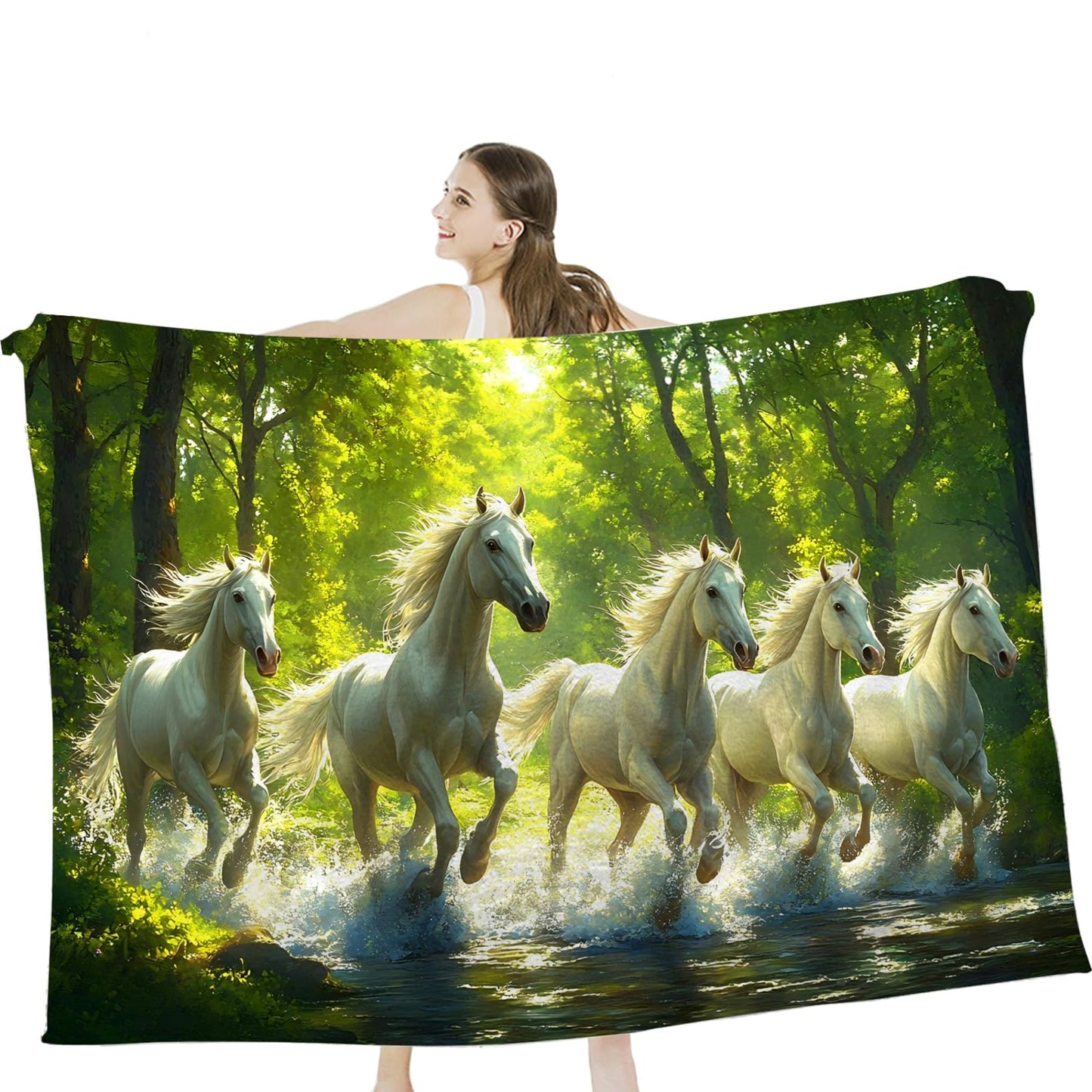 Tijuboni Horses Throw Blanket Horse Gifts for Girls Boys Women Men Kids Adults Soft Flannel Fleece Blanket for Couch Sofa Bed Home Decor 40"x50"