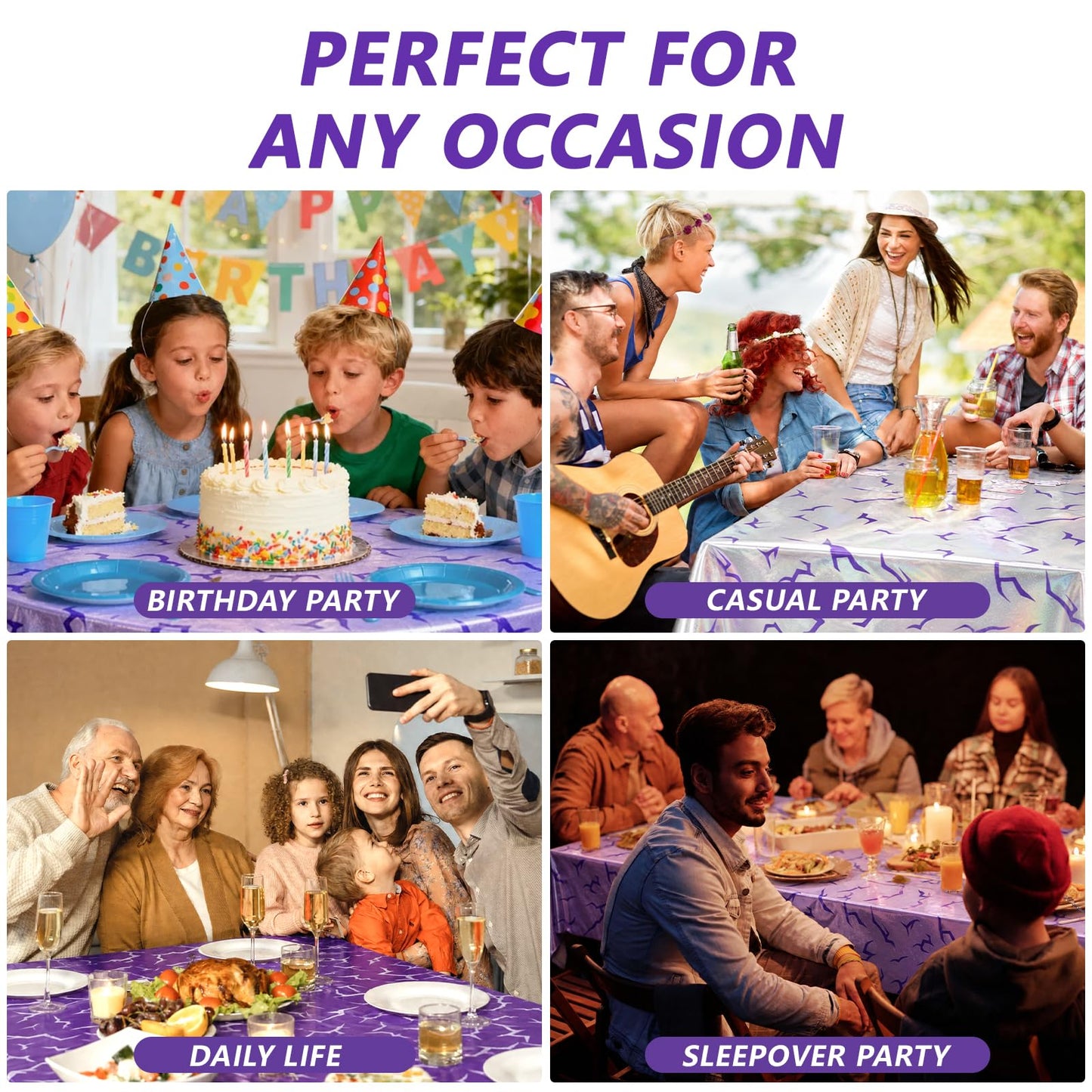 Luxe Louise Birthday Tablecloth Decorations Disposable Table Cloth Waterproof Rectangle Table Cover Plastic Table Cover for Party Decors (Lightning)