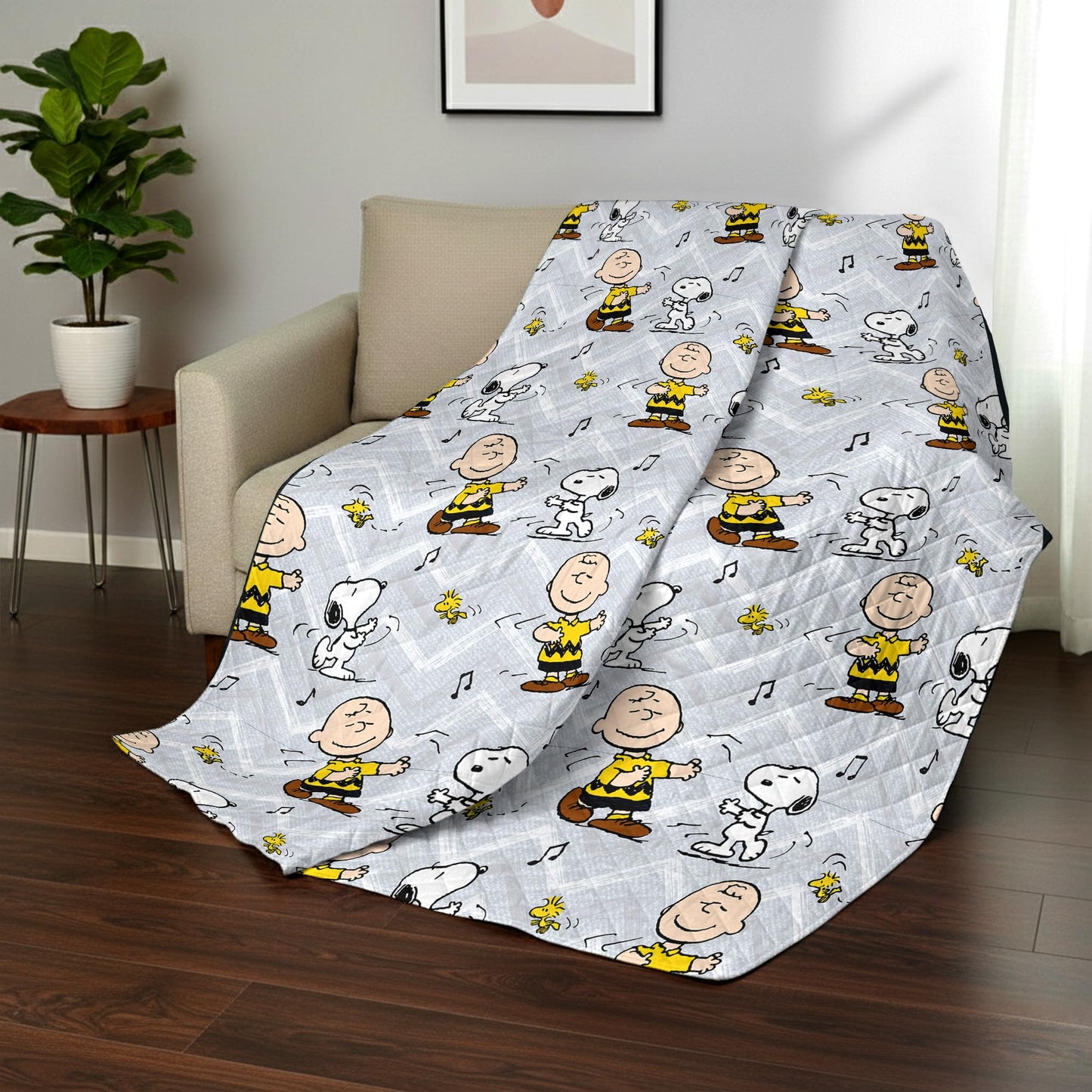 Northwest Peanuts Friends Happy Dance Quilted Throw Blanket 60x80 inches