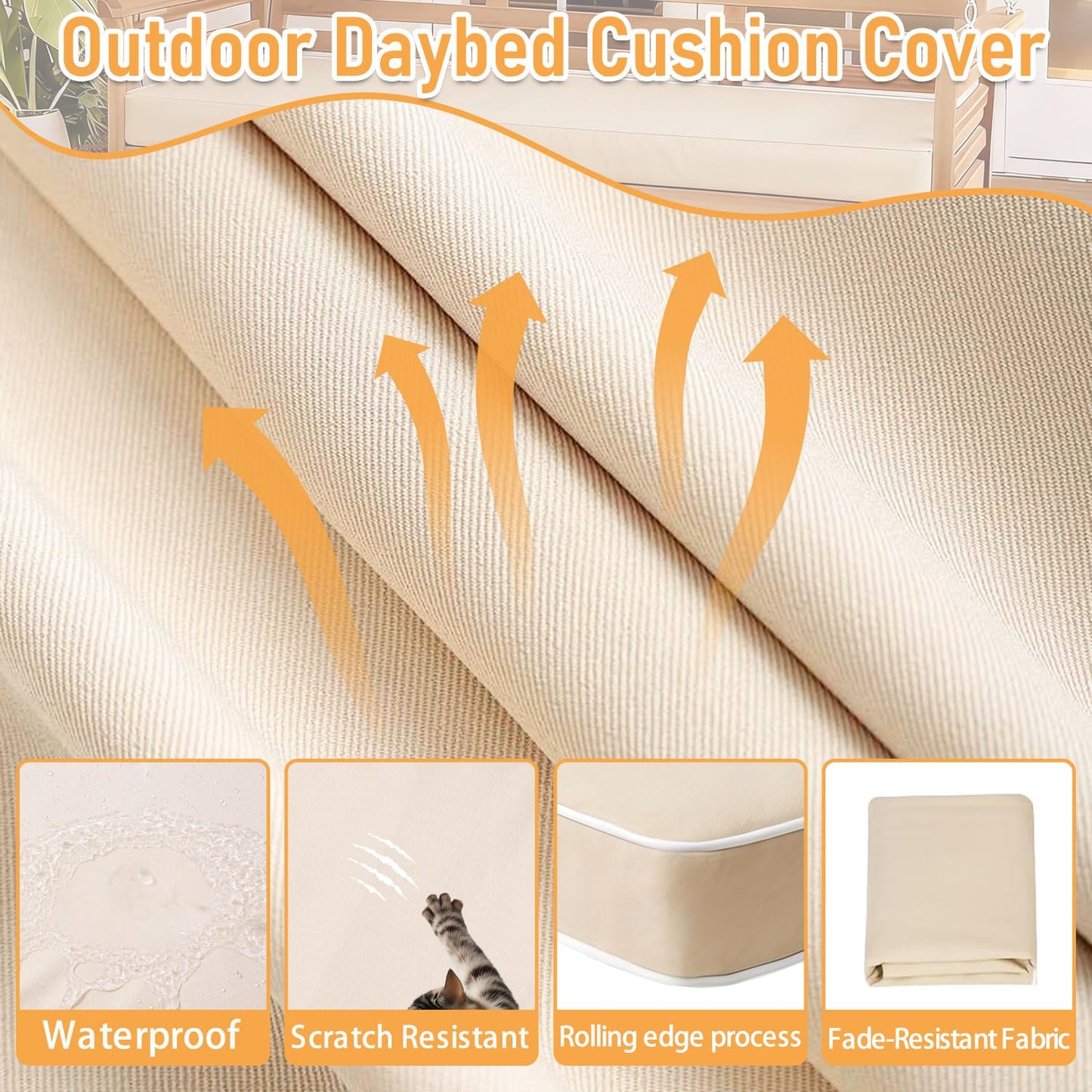 Thankyall Twin Outdoor Porch Swing Bed Mattress Cover Waterproof, 75 * 39 * 6inch Outdoor Daybed Mattress Covers Sheet Fitted Slipcover with Zipper-ONLY Twin Cover (Sky Blue)