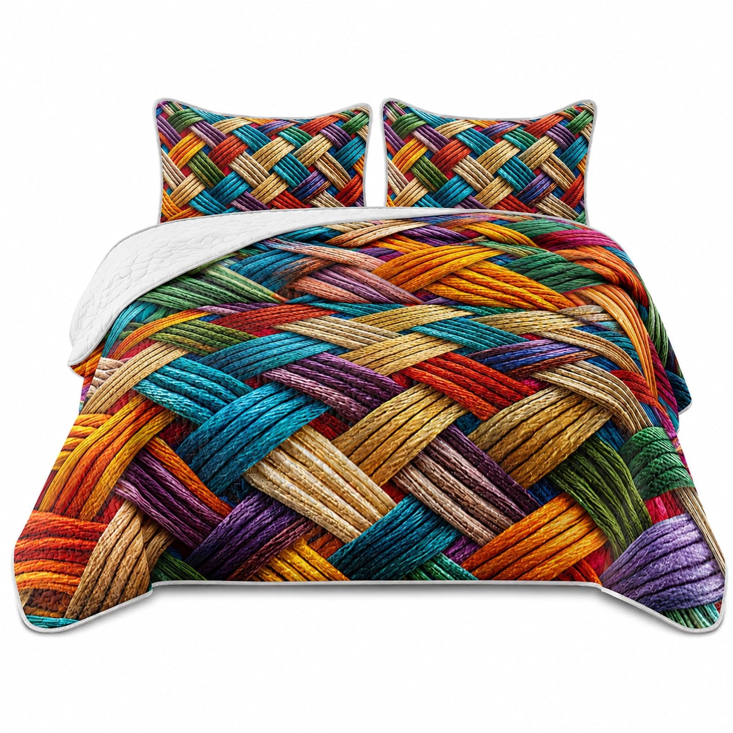 AILONEN 3-Piece Colorful Soft Quilt Set Queen Size, Gradient Abstract Art Boho Quilted Bedspread Coverlet,All Season Quilt,2 Pillowcases