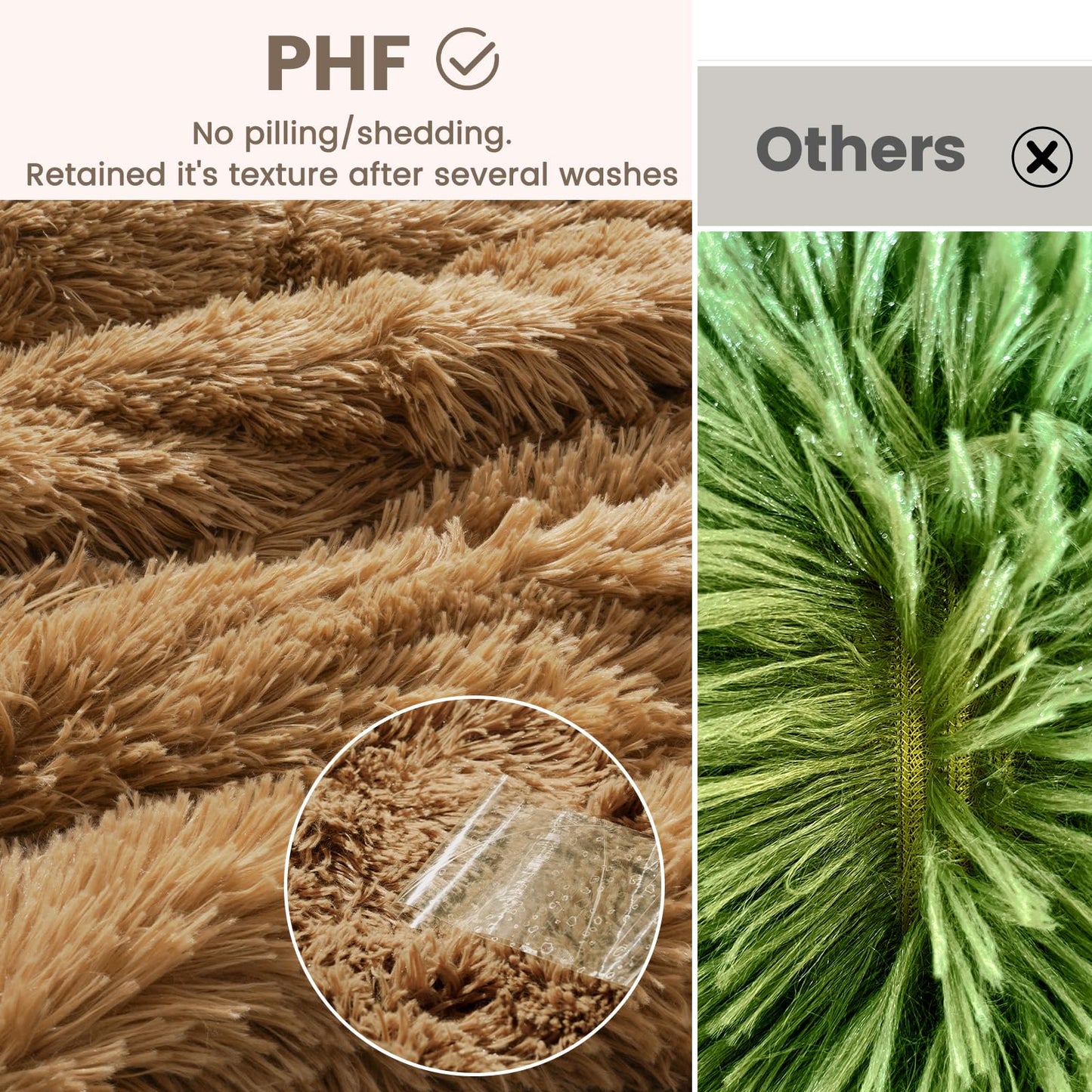 PHF Luxury Fuzzy Faux Fur Twin Blanket, Soft Shaggy Plush Comfy Blanket, Warm Thick Fluffy for Couch, Bed, Chair, Sofa, Furry Elegant Throw for Home Decor, Taupe, 60" x 80"