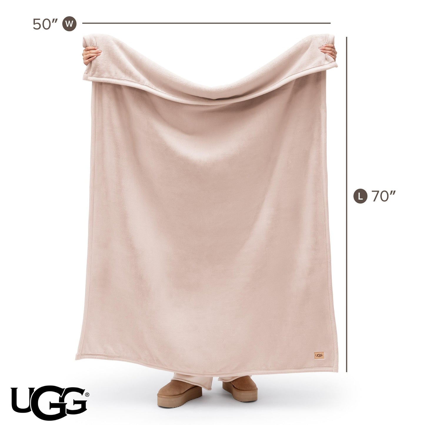 UGG Coco Plush Fleece Throw Blanket – Soft & Cozy Blanket for Couch, Bed & Sofa, Perfect for Home Decor, House Warming Gifts or Luxurious Birthday Gifts for Women, 50" x 70", Pink Himalayan Salt