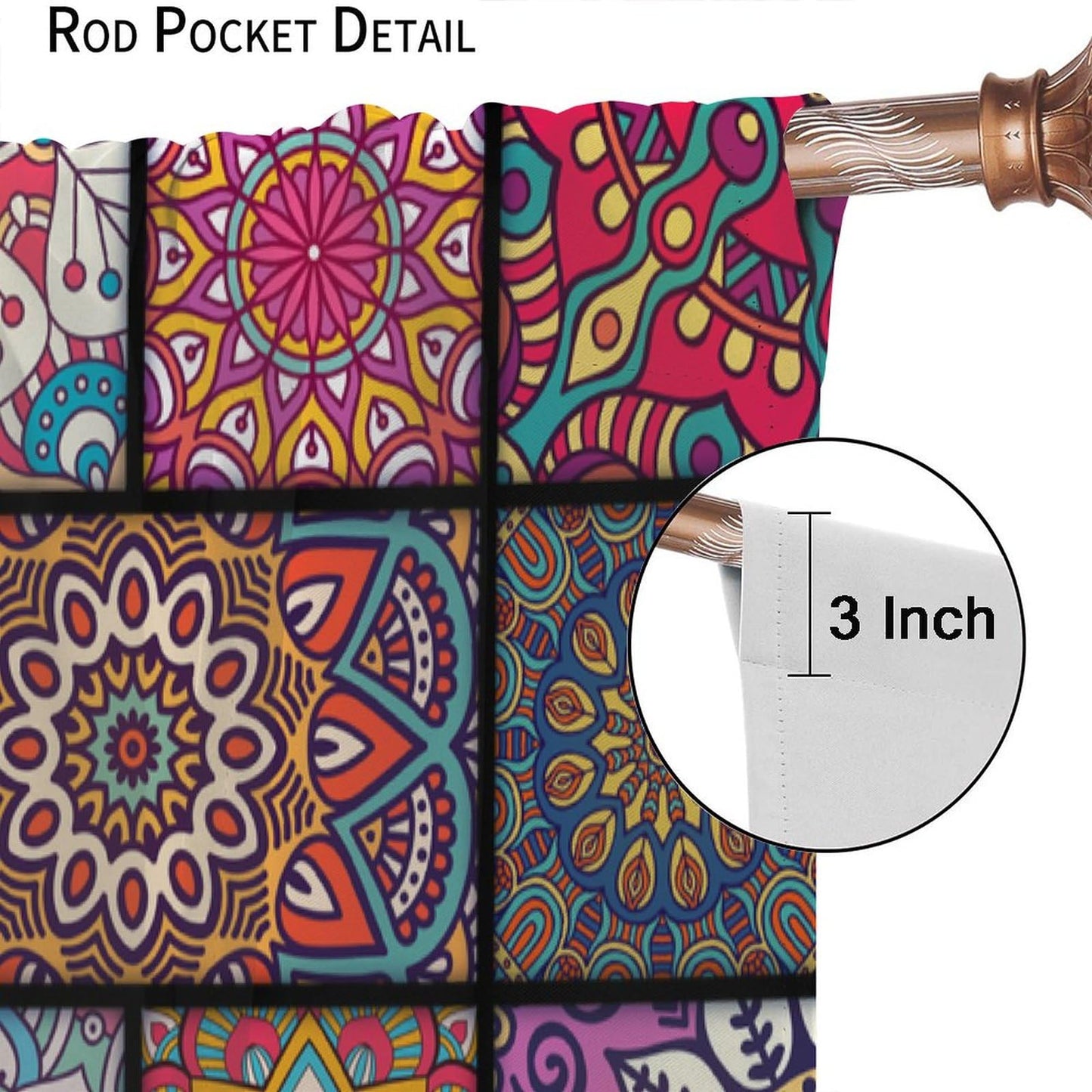 Boho Floral Blackout Curtains Abstract Bohemian Colorful Flower Theme Kitchen Art Deco Curtains Living Room Bedroom Apartment Insulation Noise Reduction Curtains 42x45 Inches 2 Panels (Pink)