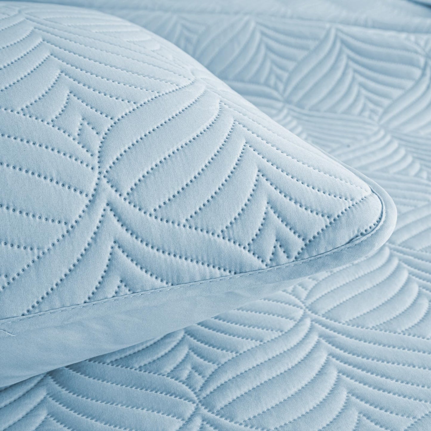 Whale Flotilla Extra Soft Full Queen Quilt Bedding Set, Lightweight Light Blue Bedspreads Quilts Queen Size with Modern Pattern, Reversible 3-Piece Coverlet with 2 Pillow Shames for All Seasons