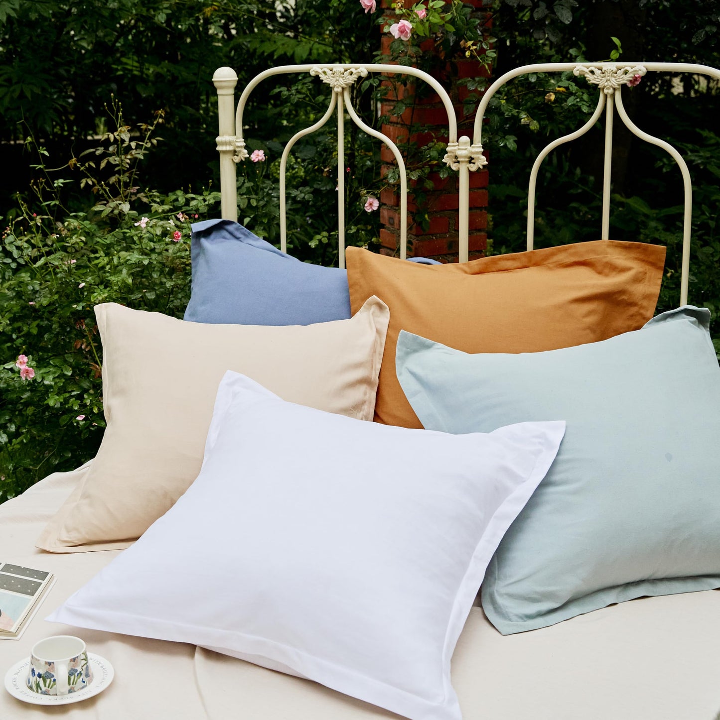 Simple&Opulence Linen Euro Sham Covers Set of 2, 26x26 Decorative Cotton Flax Blend Throw Pillow Cover Farmhouse Pillow Shams for Chair Couch Sofa Bedroom Living Room Home Decor, White