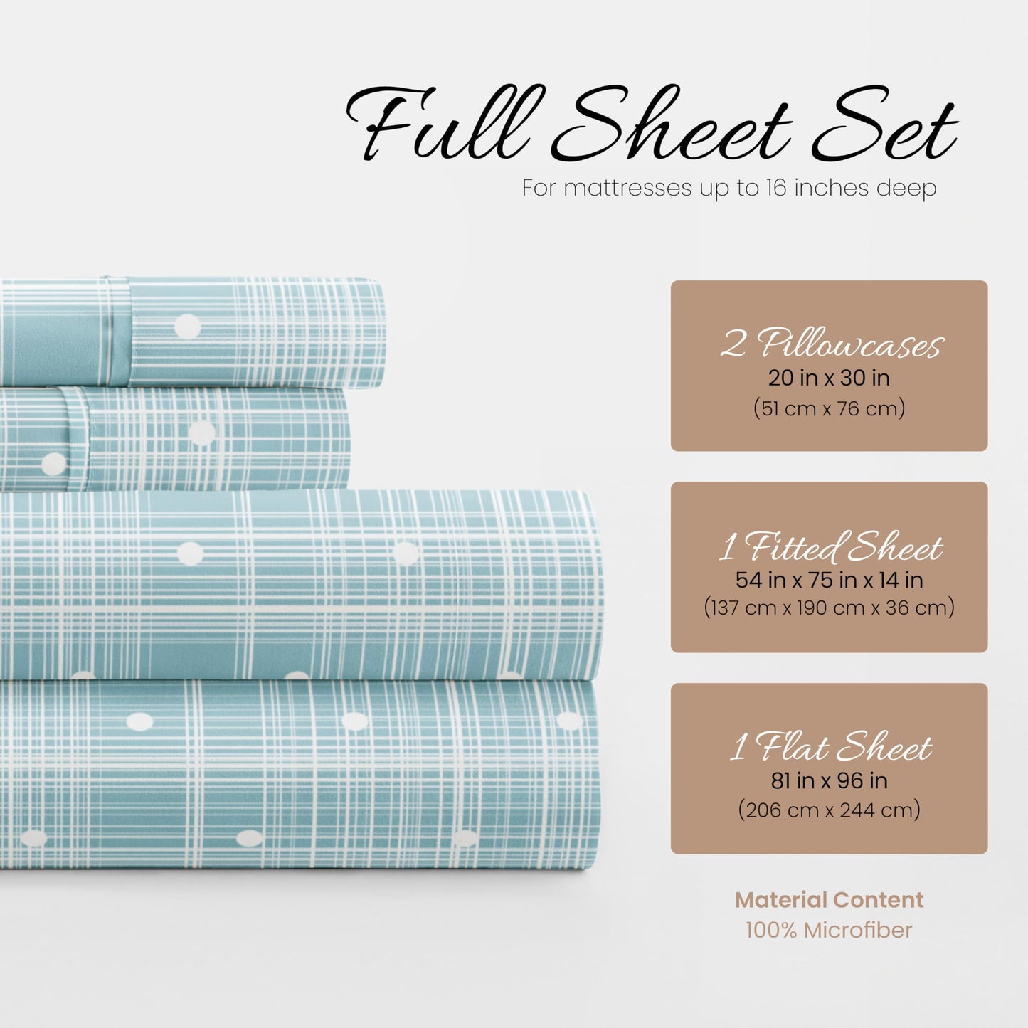 Linen Market 4 Piece Full Bedding Sheet Set (Aqua Polka) - Sleep Better Than Ever with These Ultra-Soft & Cooling Bed Sheets for Your Full Size Bed - Deep Pocket Fits 16" Mattress