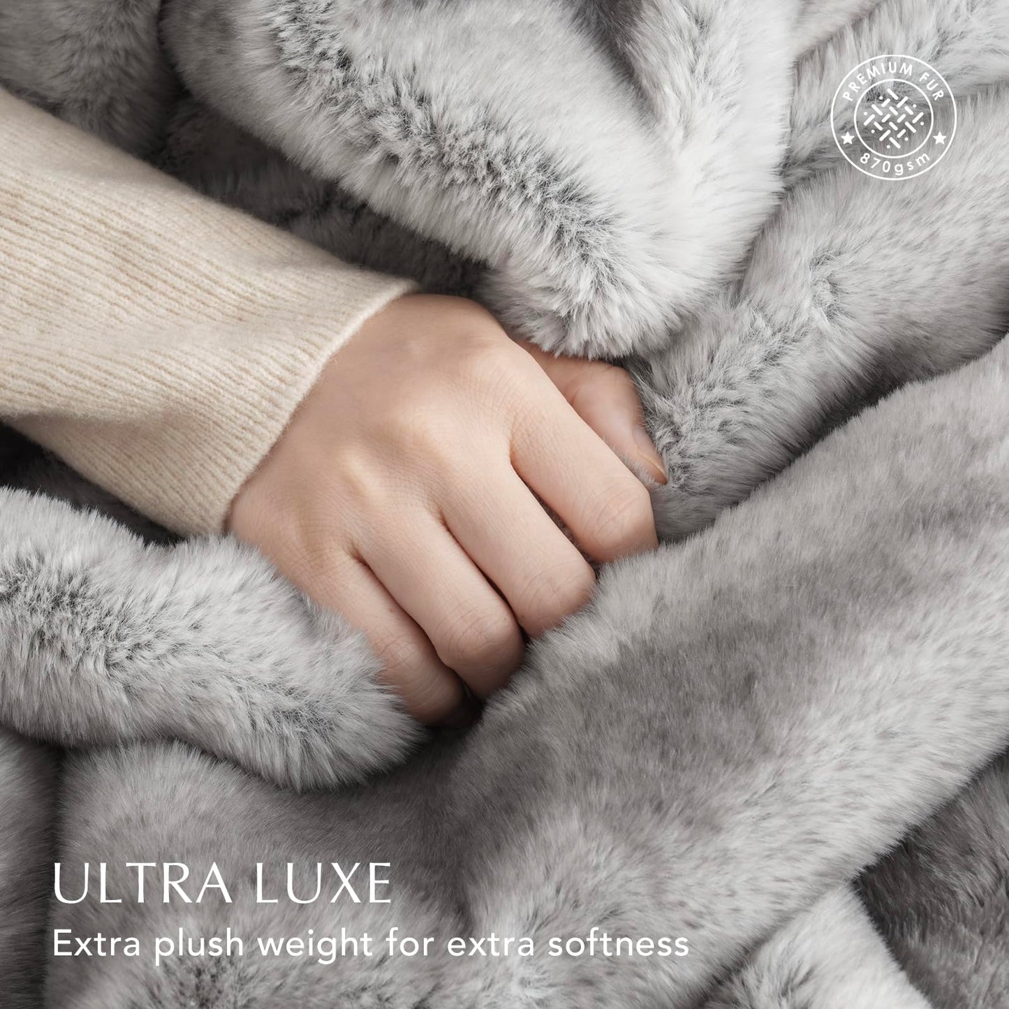EVERGRACEHOME Ultra Soft Luxury Fluffy Mink Faux Fur Throw Blanket, Thick Warm Fall Winter Blankets for Bed, Couch, Cozy Plush Reversible Blanket for Chair, Sofa (Ombré Silver Onyx, 60"x80")