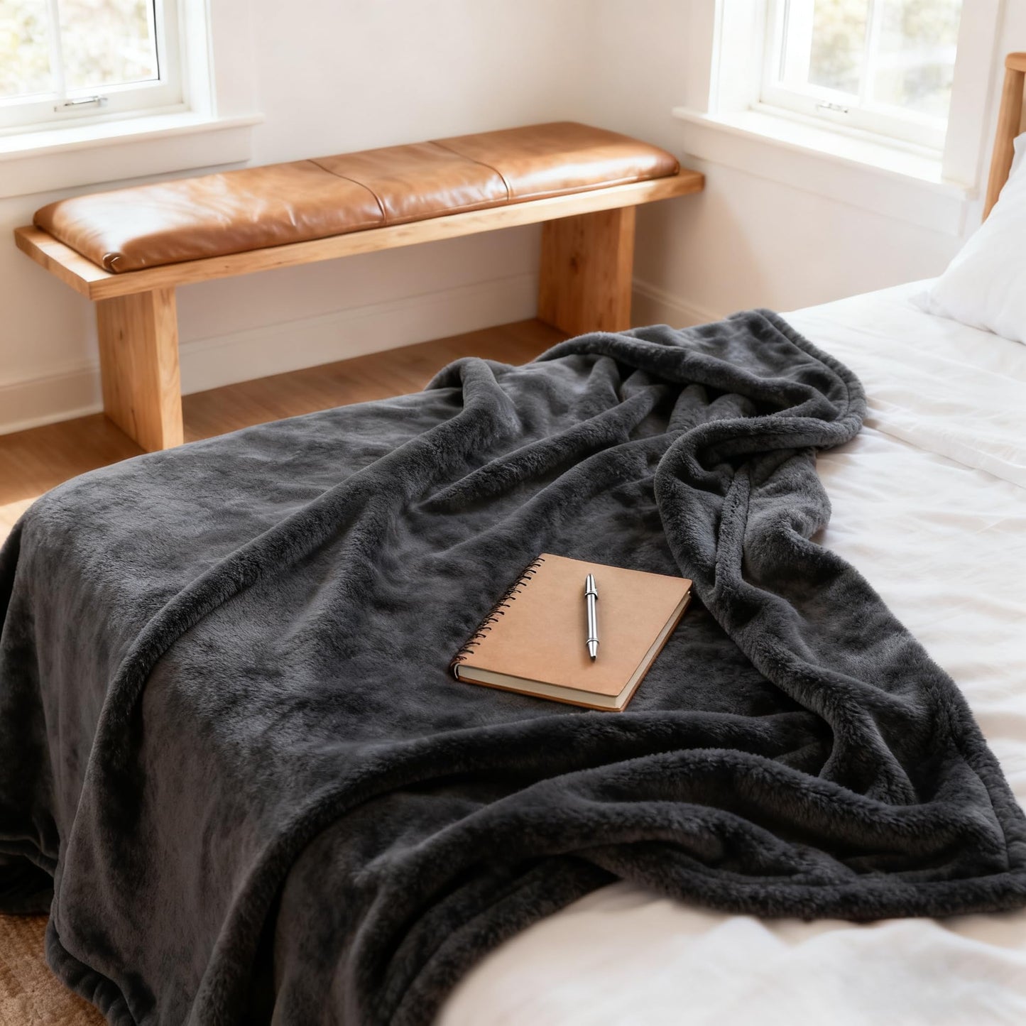 SNZ Luxury Flannel Throw Blanket for Couch 51x71 Inches - Ultra Soft Fleece Blankets & Throws for Bed, Camping, Office - All Season Cozy Plush Blanket for Adults, Men, Kids