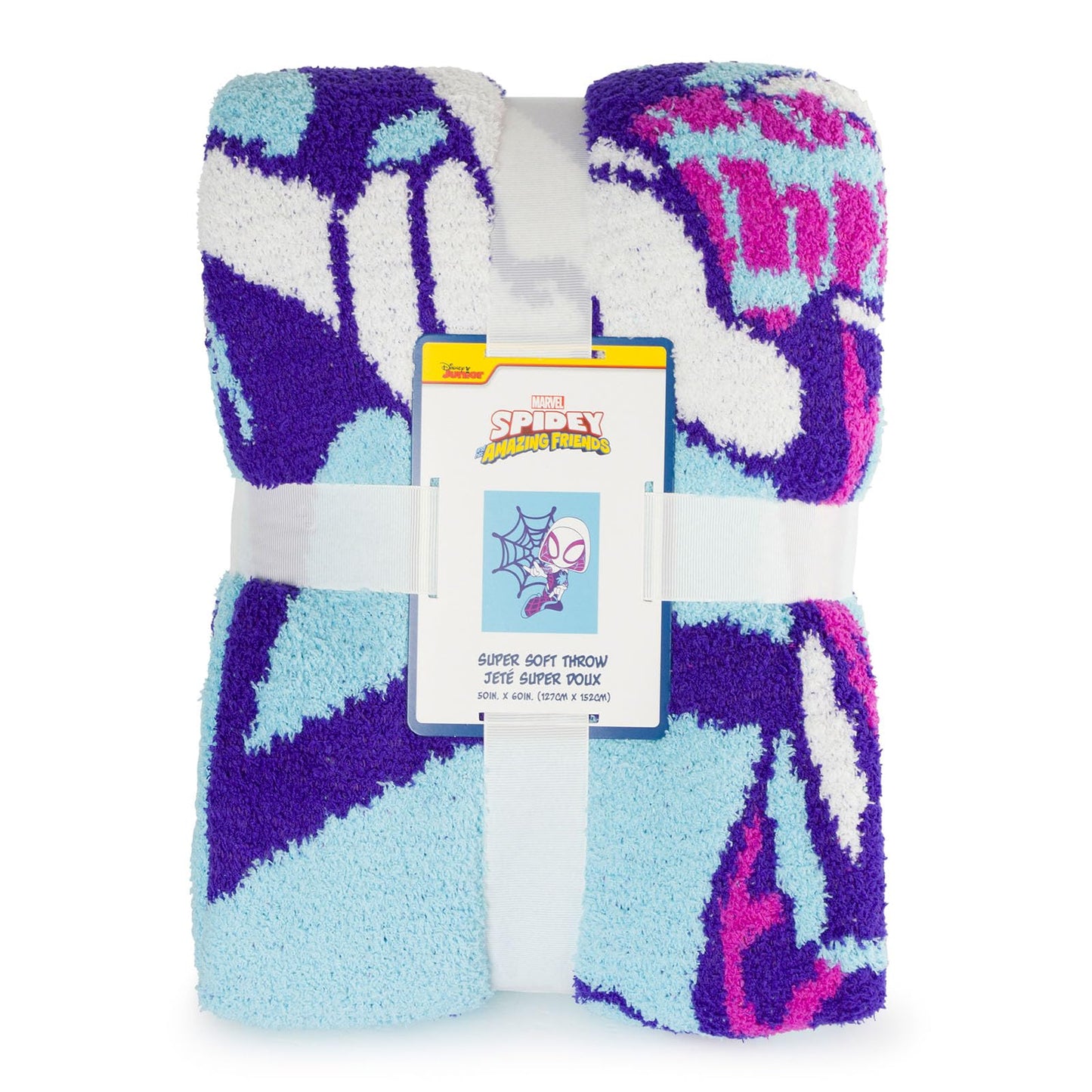 Marvel Spidey & His Amazing Friends Ghost Spider Feather Knit Fluffy Throw Blanket - Gwen Stacy Fuzzy Blanket Measures 50 x 60 inch, Super Soft Lightweight Bedding