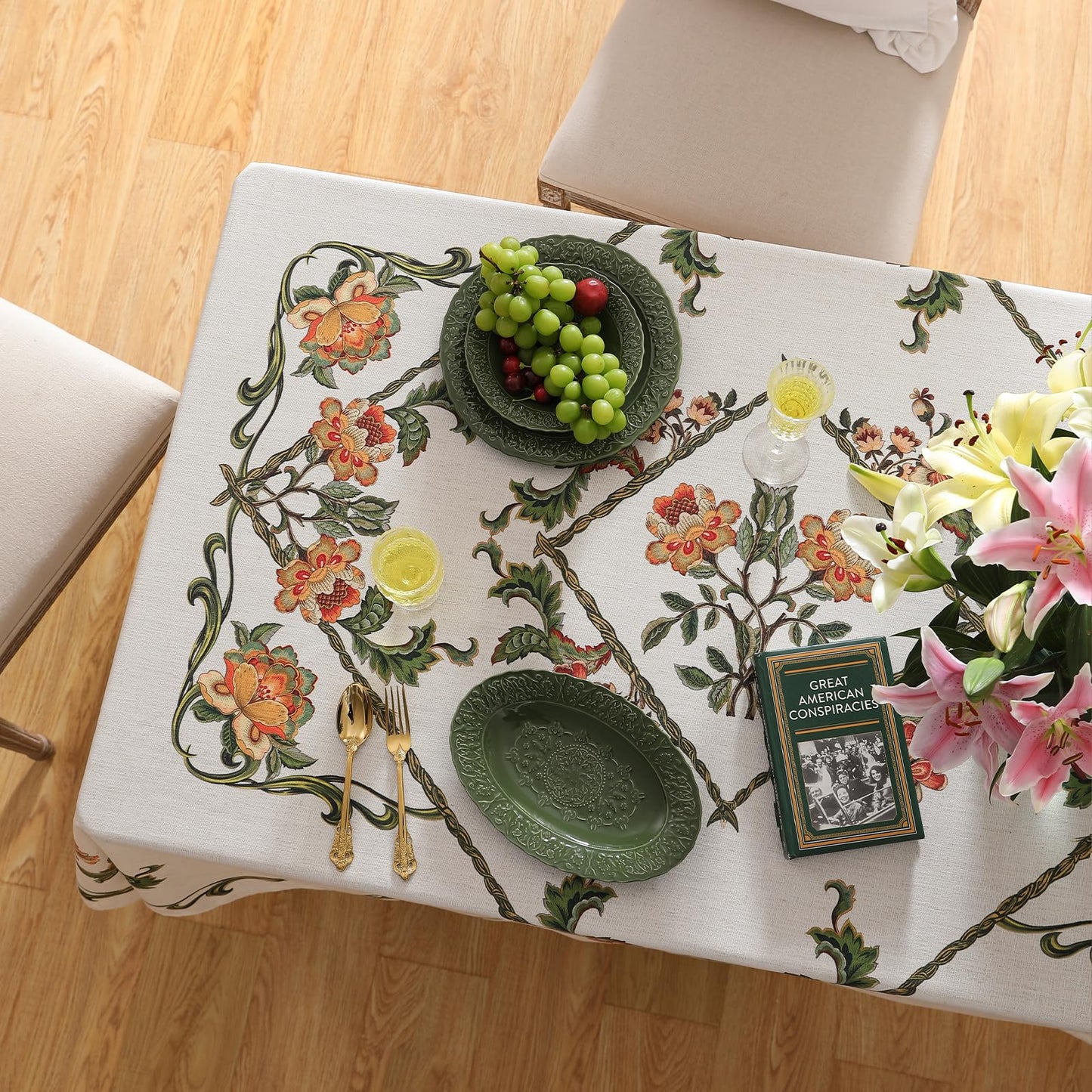 patdrea Vintage French Linen Tablecloth,Square,55"x55"-Santiago C