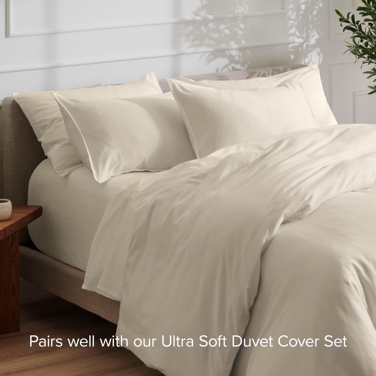 Bare Home Twin Sheet Set - Hotel Luxury - Deep Pockets - Double Brushed Microfiber for Softness - Easy Fit - 3 Piece Set - Bed Sheets with Envelope Pillowcases (Twin, Sand)