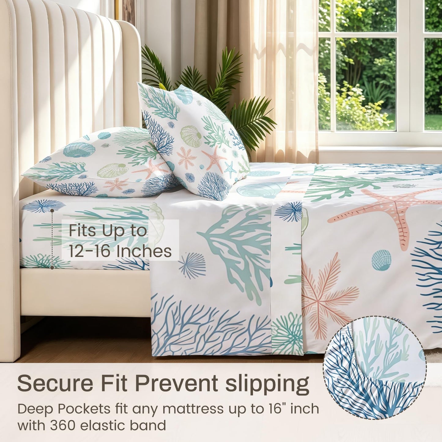Coral Queen Bedding Set Marine Life Sheet Sets