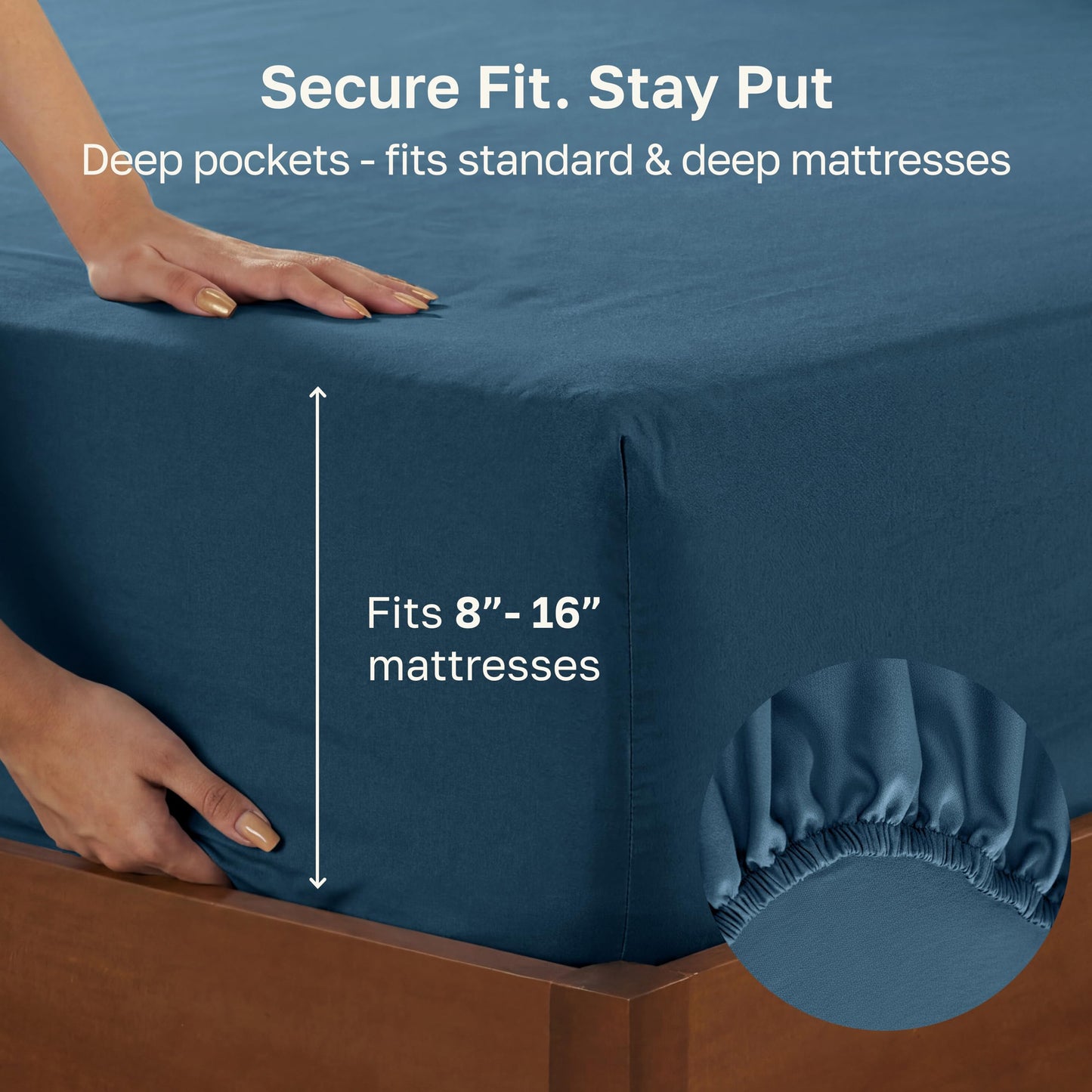 California Design Den Fitted King Sheet Only, Deep Pocket Soft 400 Thread Count 100% Cotton, No Pop-Off Elastic, Durable Sateen Weave Sheet Only (King, Peacock Blue)
