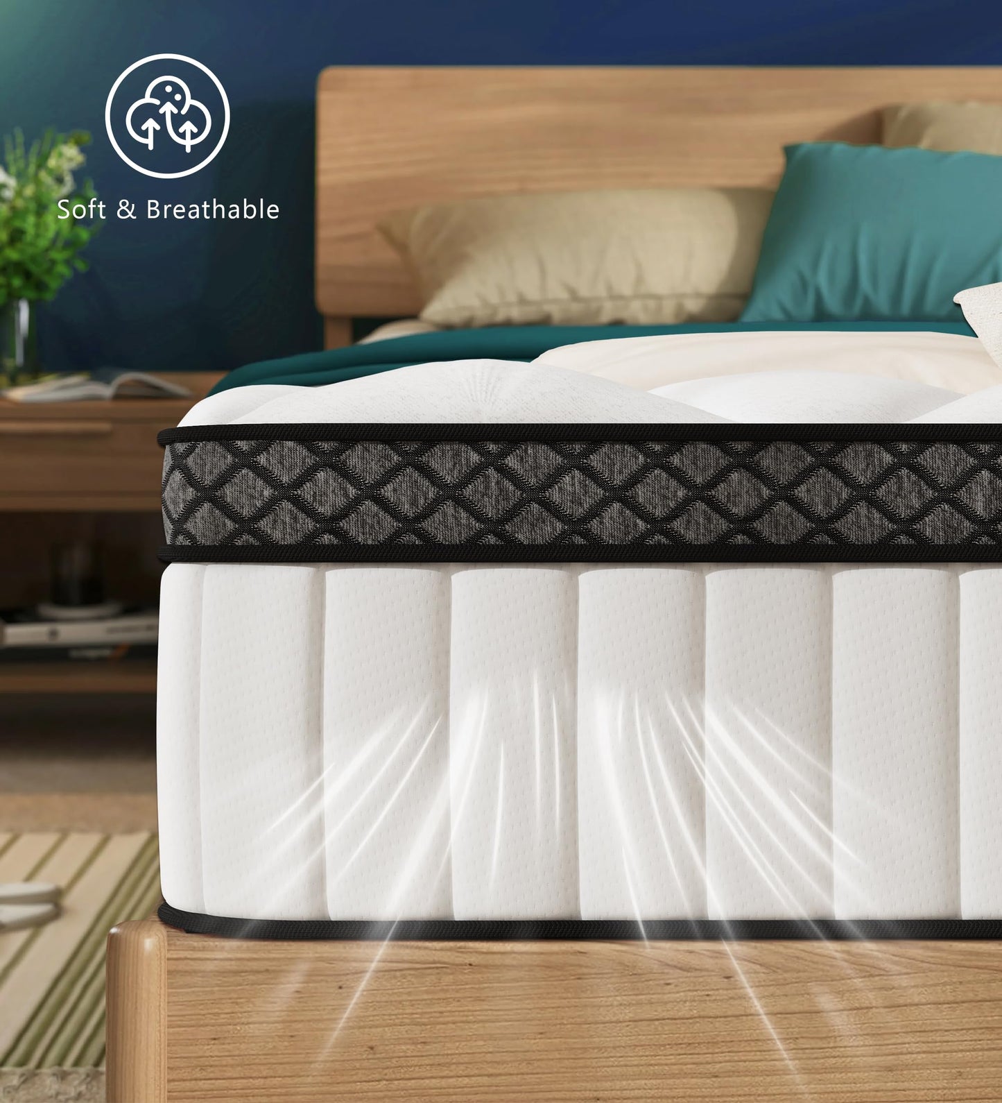 REALONE Full Mattress,10 Inch Hybrid White Mattresses,Gel Memory Foam Spring Mattress in a Box,Medium Firm Pressure Relief