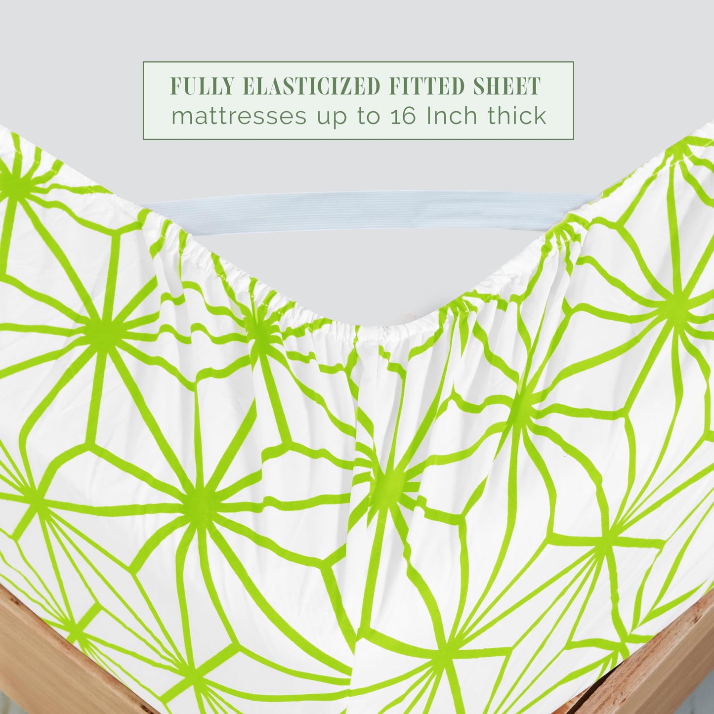 Elegant Comfort Luxury Soft 6-Piece Cube Geometric Pattern Sheet Set - 1500 Premium Quality Microfiber - Wrinkle and Fade Resistant Coziest Bedding Set, All Around Elastic Fitted Sheet, Full, Lime