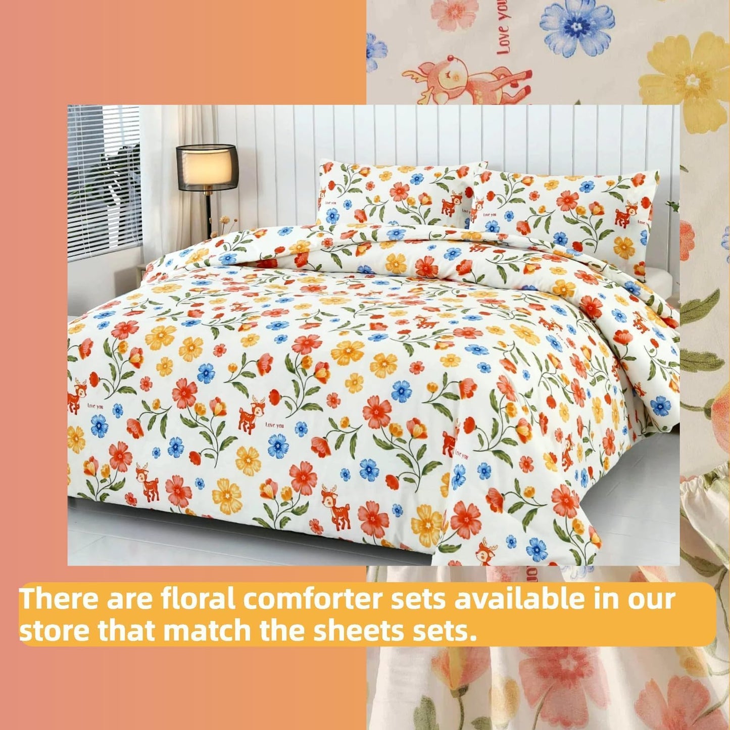 SDIII 4PCS Pink and Yellow Floral Twin Sheet Set, Soft Microfiber Twin Floral Sheets, Wrinkle and Fade Resistant, Cozy Home Decor on Amazon