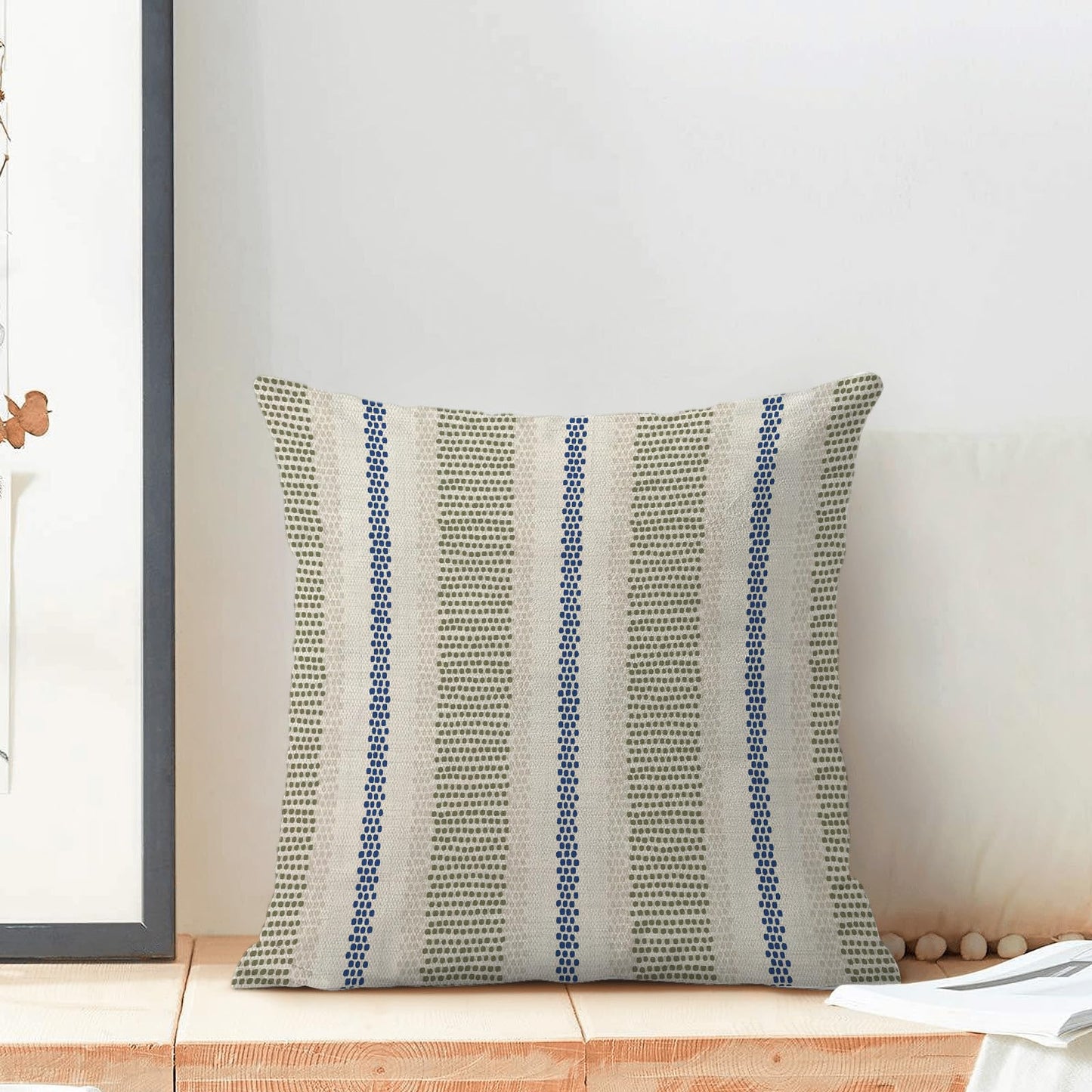 Yxuiyal Boho Pillow Covers 18x18 Set of 2 Sage Green Blue Abstract Throw Pillow Covers Outdoor Decorations Modern Minimalism Decorative Pillowcase Farmhouse Linen Cushion Case for Sofa Couch