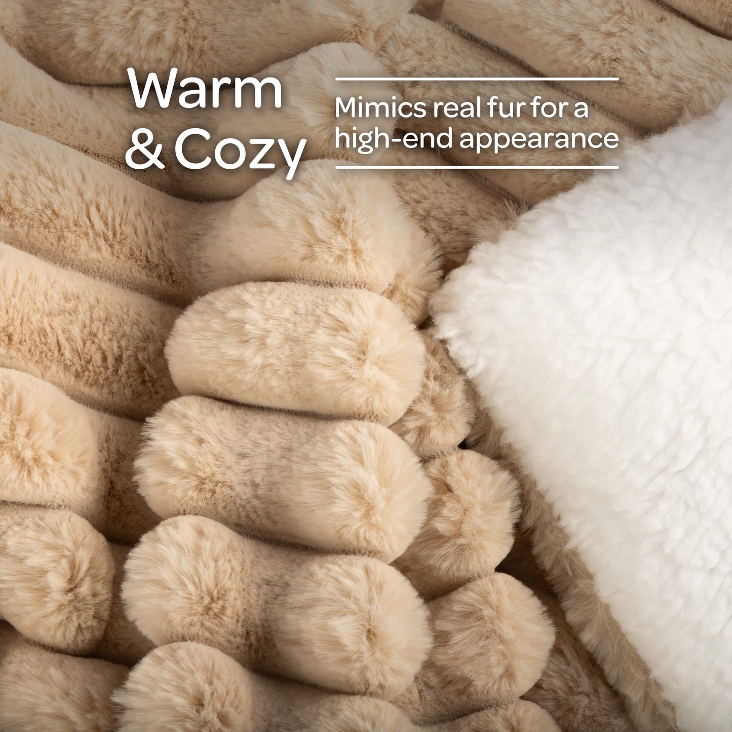 Lavish Home Faux Fur Throw Blanket - 60x70-Inch Twin Blanket for Couch, Bed, or Chair - Soft Throw with Plush Faux Rabbit Fur and Warm Sherpa for Living Room, Bedroom, and Home Decor (Taupe)