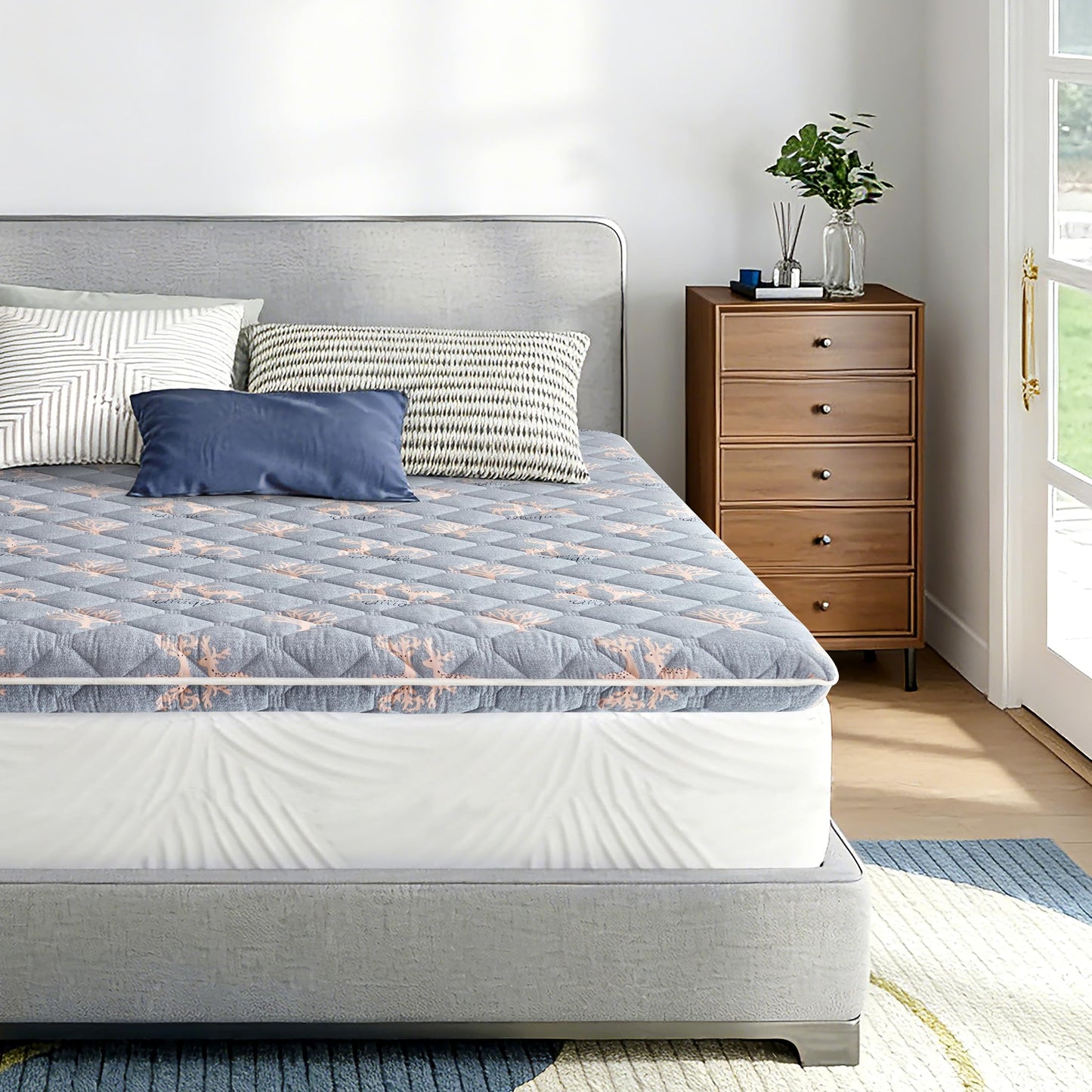 Lillibearas Premium Foam Twin Mattress Topper -Thick 9-Layer Modern Comfort Topper, 60-mil Foam-Back Pain Relief & Comfort Support, Breathable & Hypoallergenic