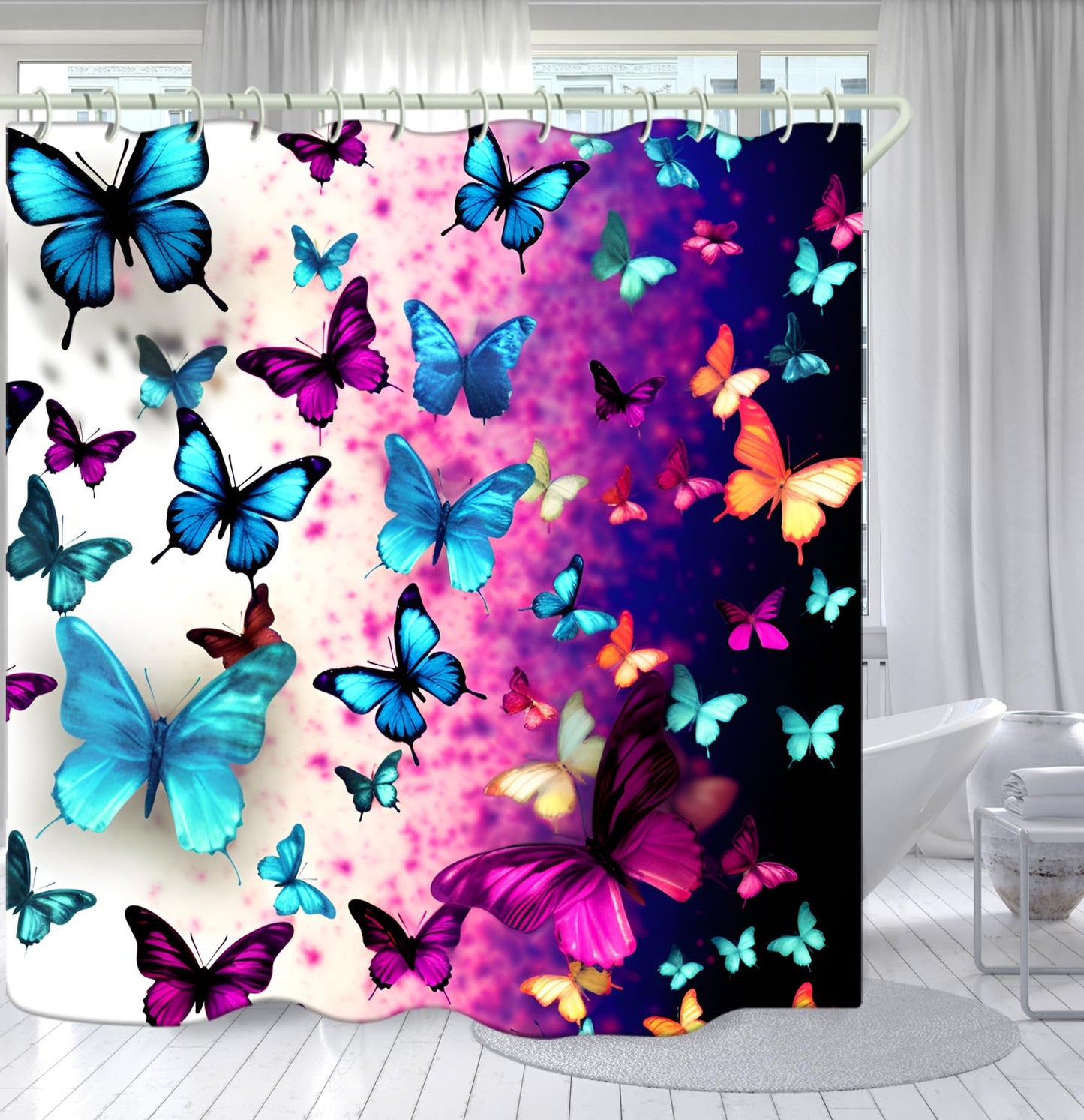 WODEJIAFANG Polyester Bath Blind Set Hooks & Liners in Bath Room Shower Curtains Sets for Bathroom Accessories,African Girls 3D Printed Beautiful Wide Fabric Toilet Curtain for Bathtub 72X72 inches