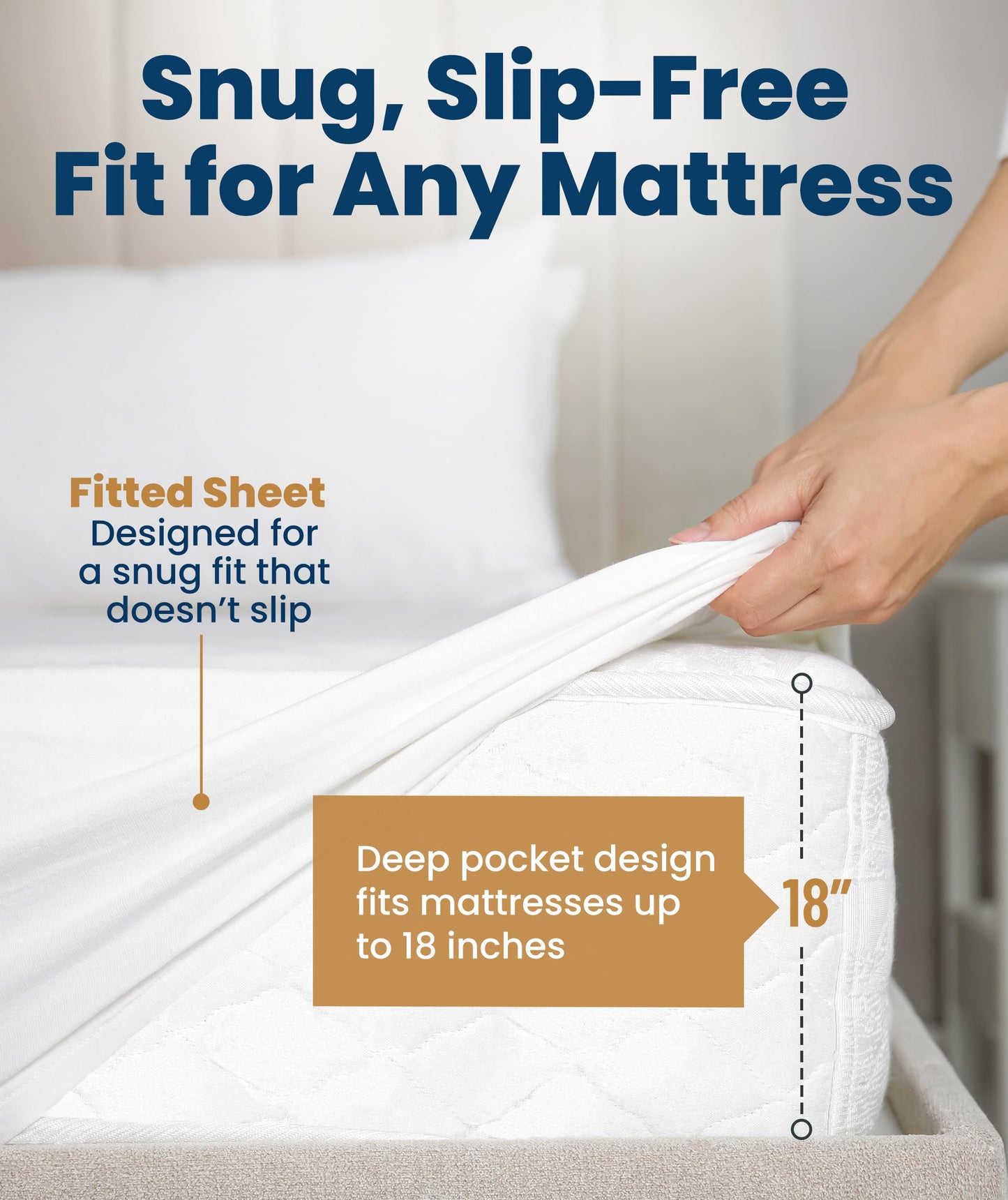Everlasting Comfort Premium Full Size Mattress Protector - Waterproof & Hypoallergenic, Noiseless Design, Washable Cover, 18" Deep Pocket, Bed Bug & Dust Mite Proof Cover for Sleep Hygiene