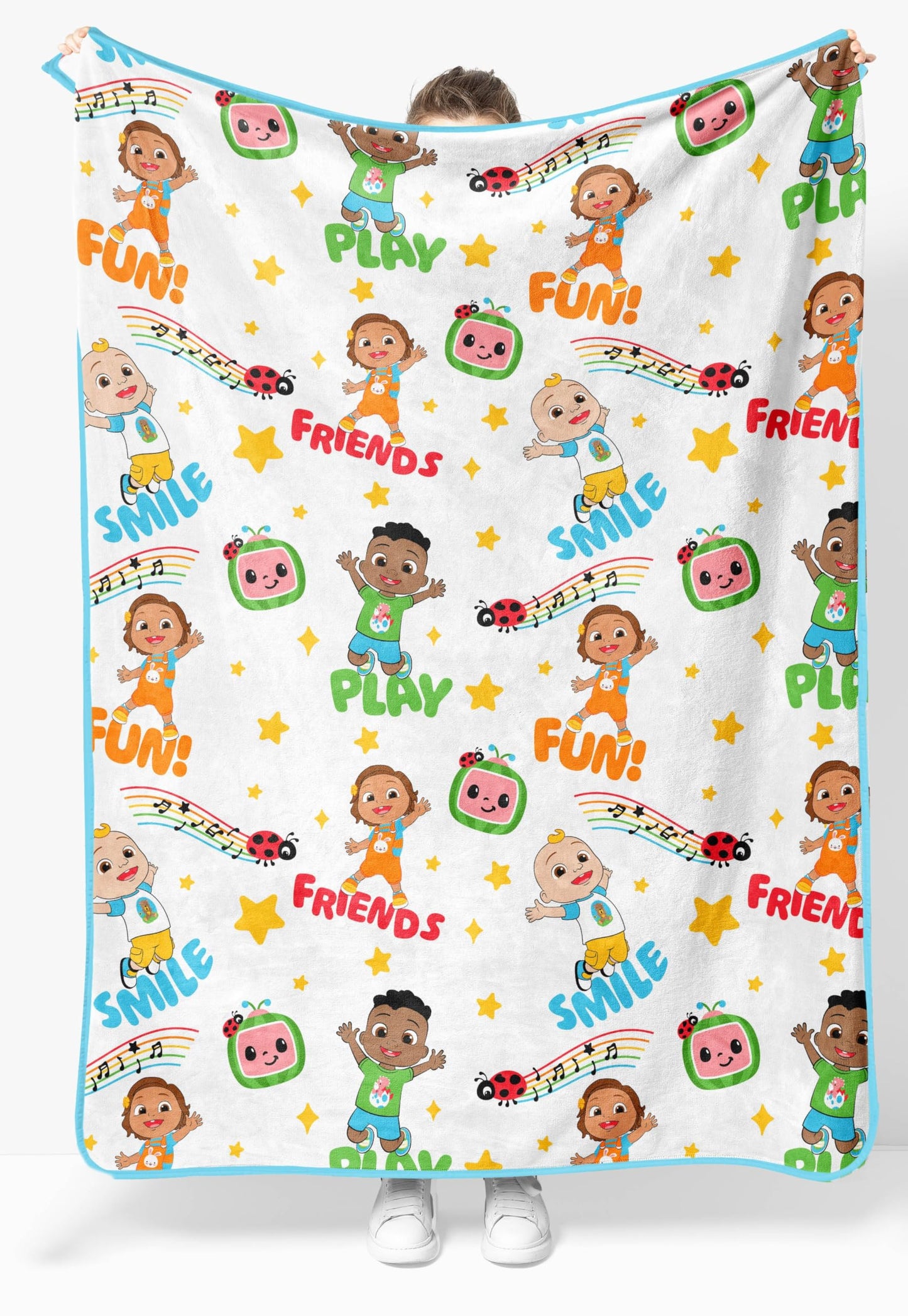 Jay Franco Kids Plush Throw Blanket – Soft & Cozy Fleece Throw for Bedroom & Couch Décor, Official Licensed Product, White - Cocomelon, 46x60 - Throw Blanket