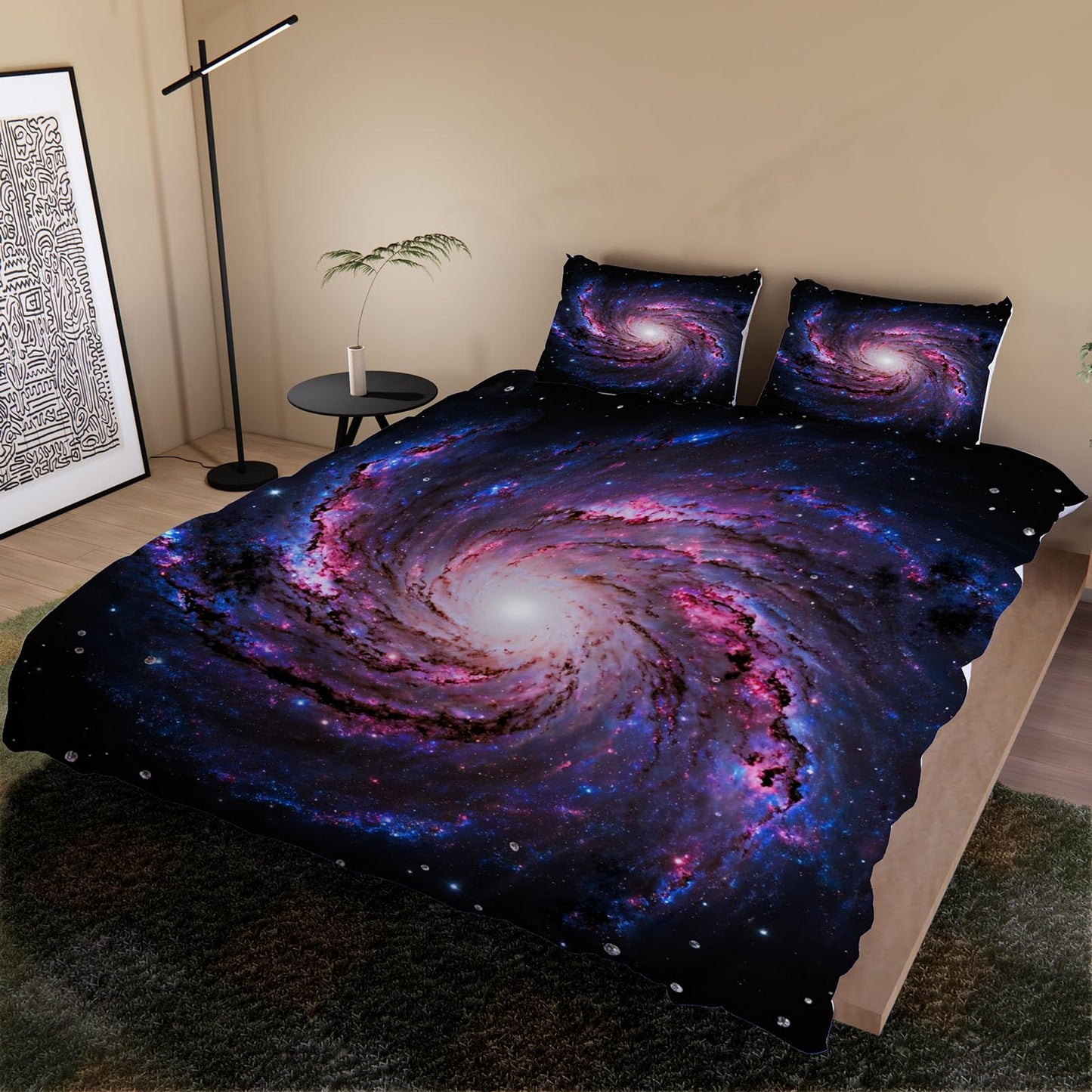 3D Starry Sky Duvet Cover Queen Size 90x90in Washed Ultra Soft Breathable Microfiber Universe Bedding Set Zipper Closure Comforter Cover 3 Pieces with 2 Pillow Shams(WJT 44-1)