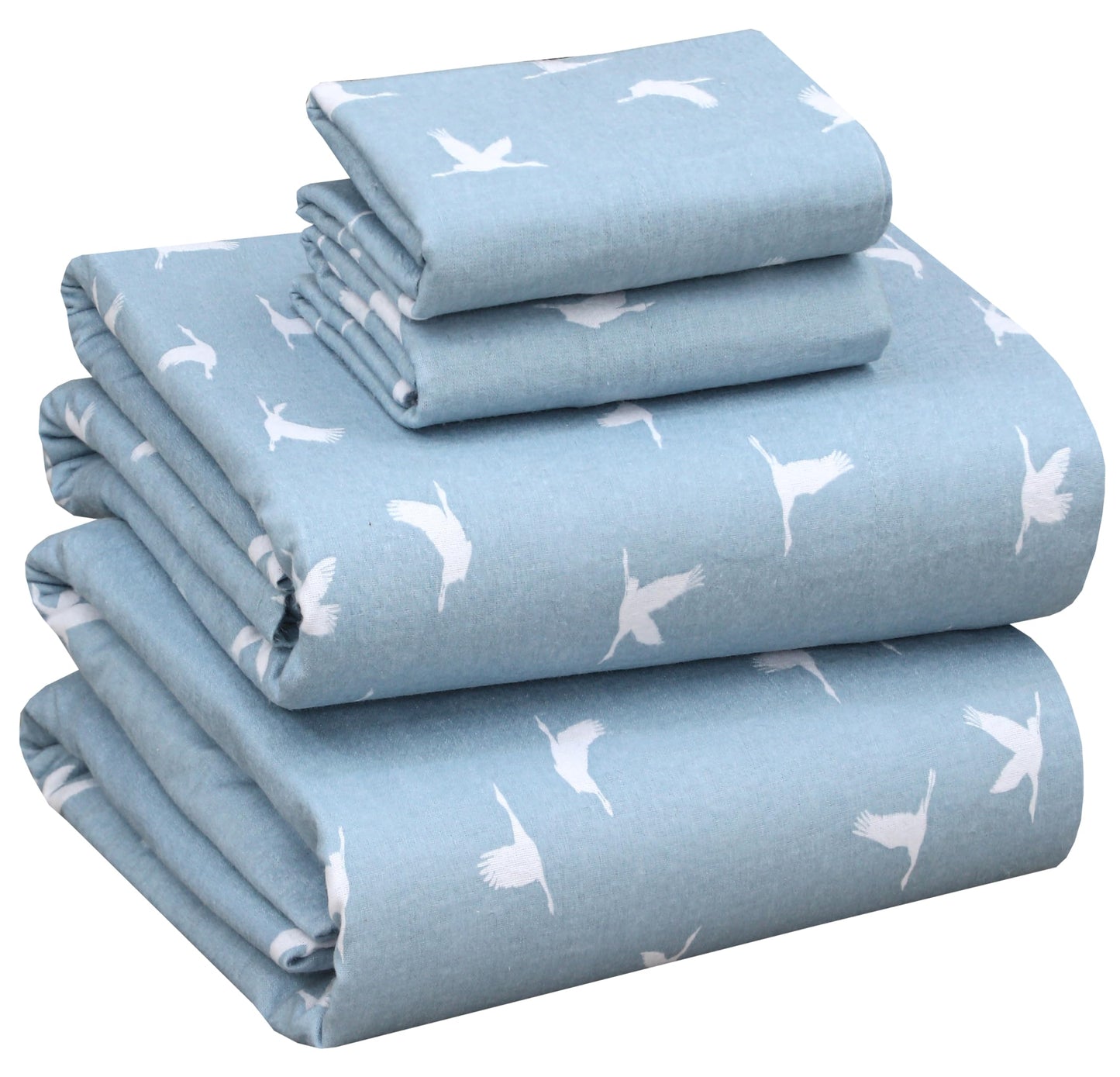RUVANTI Flannel Sheets Queen Size - 100% Cotton Double Brushed Bed Sheets, Deep Pockets 16 Inches Queen Sheet Set, All Seasons Breathable & Extra Soft - Warm & Cozy, 4 Piece, We Fly