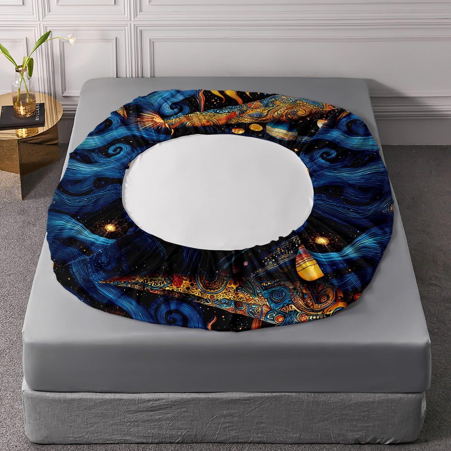 AILONEN Boho Sun and Moon Sheet Set,Celestial Galaxy Starry Space Kids Bedding Twin XL Size, All-Season Soft Microfiber Mandala Exotic Black Bed Sheets,3-Piece,1 Fitted Sheet + 1 Pillow Case