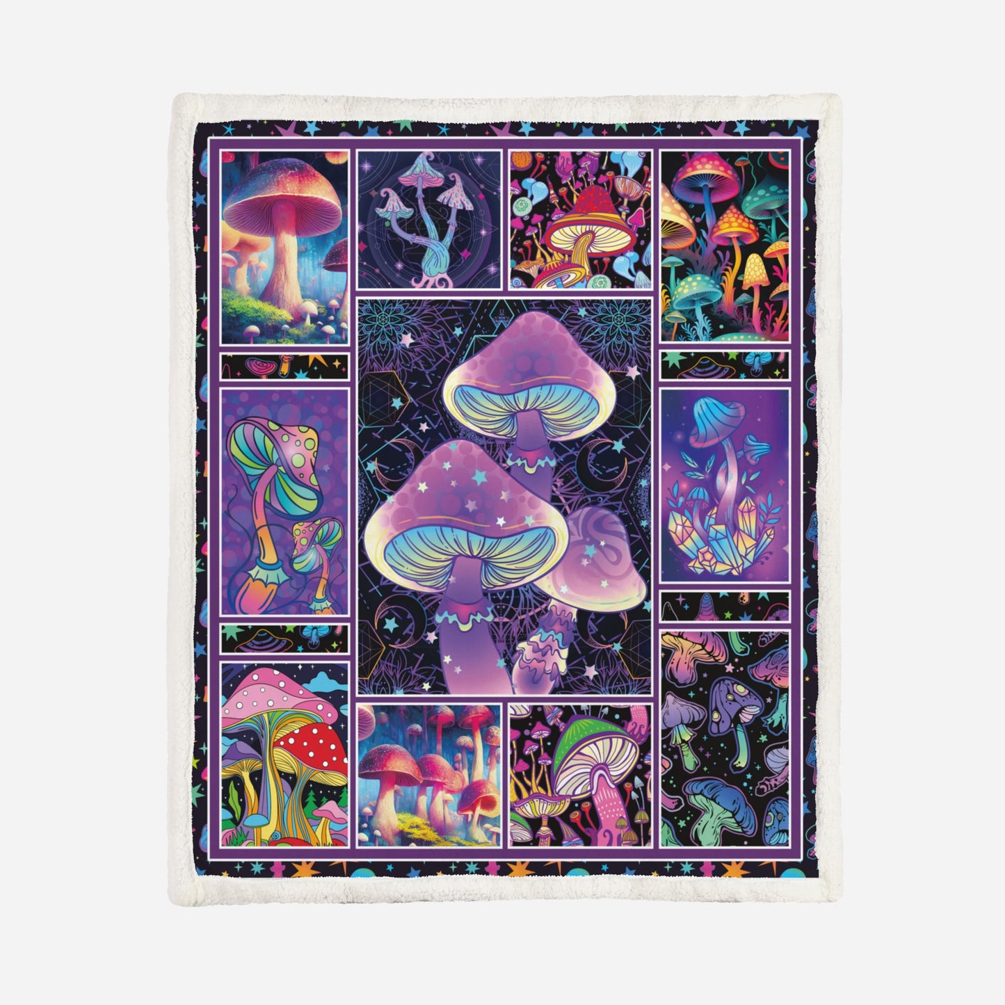 Mushroom Blanket Gifts for Women Fleece Sherpa Throw Blanket Decor 50"x60"