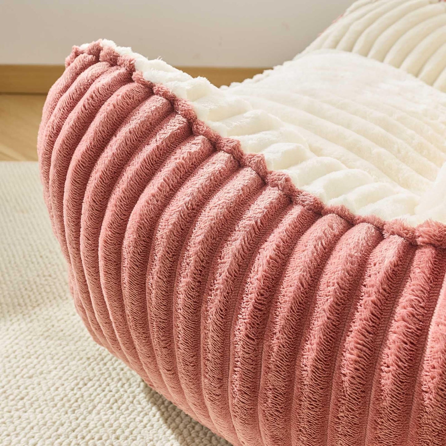 Kisoy Bean Bag Chair, Bean Bag Sofa with Memory Foam Filler for Boys and Girls Soft Faux Fur Fabric Floor Chair for Gaming, Reading Relaxing,Pink