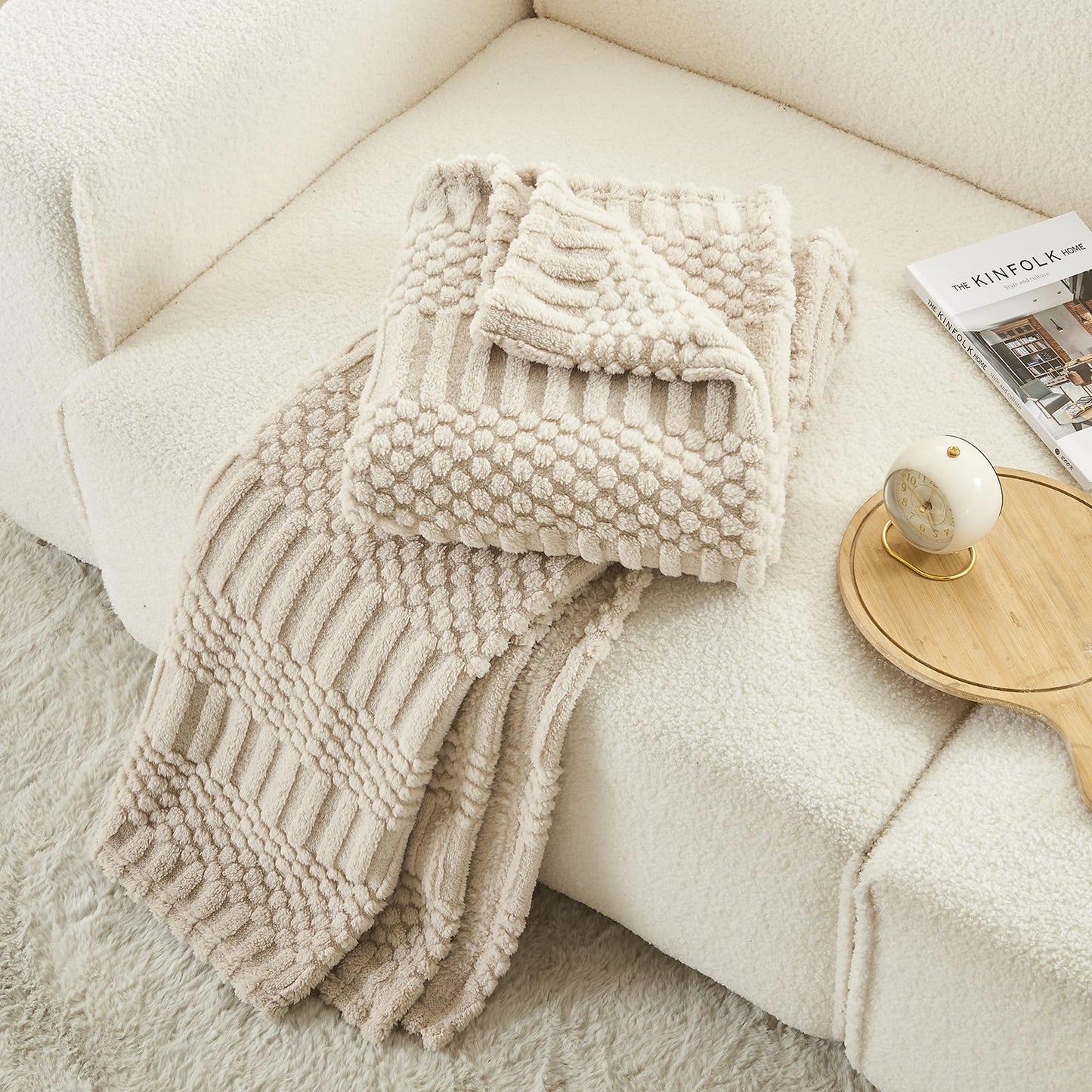 lifein Throw Blanket for Couch-Beige Boho Throw Blanket, Tan Soft Fleece Plush Lightweight Blankets&Throws for Spring, Fuzzy Camel Blankets for Livingroom Bed Sofa Chair (50x60,Taupe/Khaki)