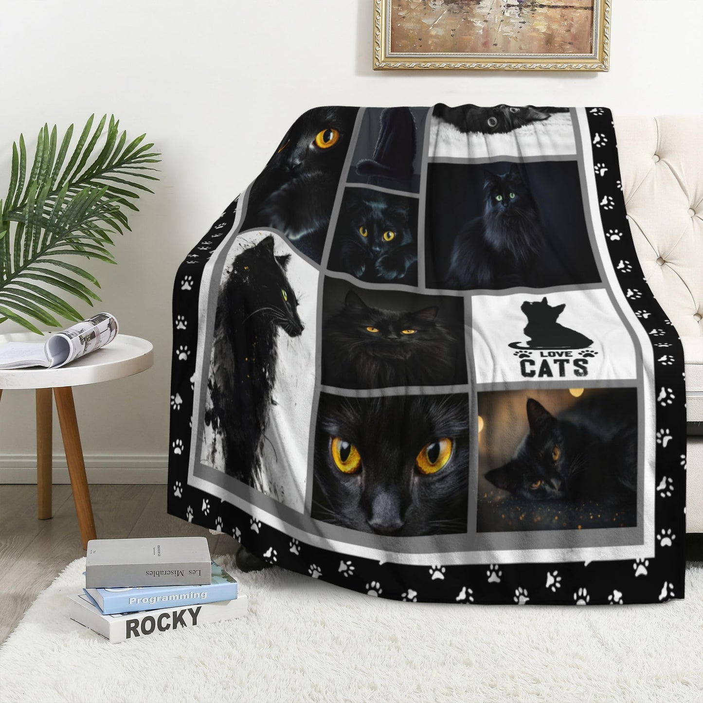 Cat Throw Blanket Soft Warm Cozy Black Cats Blankets Fuzzy Plush Fleece Cat Blanket Gifts for Couch Bed Sofa Home Decor 40''X50''