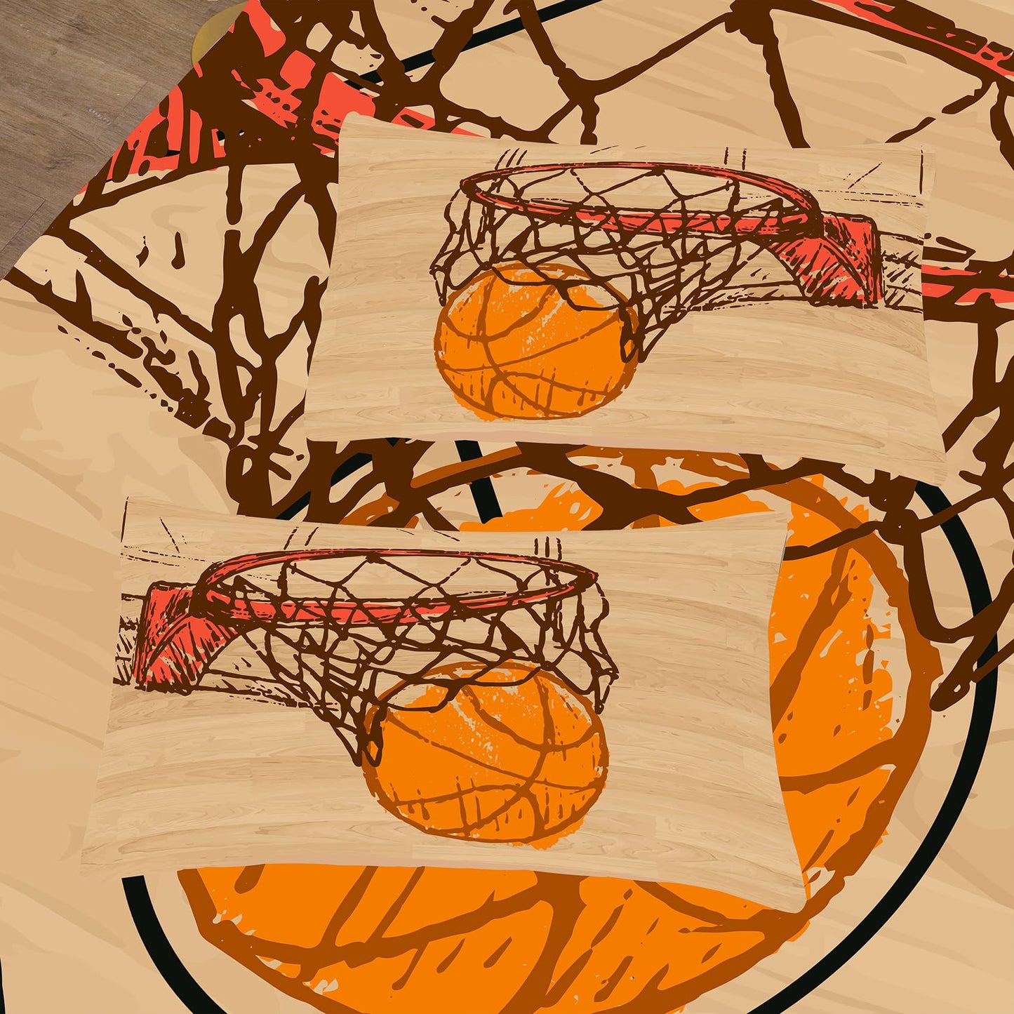 Peopleareok Basketball Comforter Set Twin (68x86 Inch), 3D Printed Basketball Theme Comforter, 2 Pieces Soft Microfiber Bedding Set for Boys Kids with 1 Pillowcase