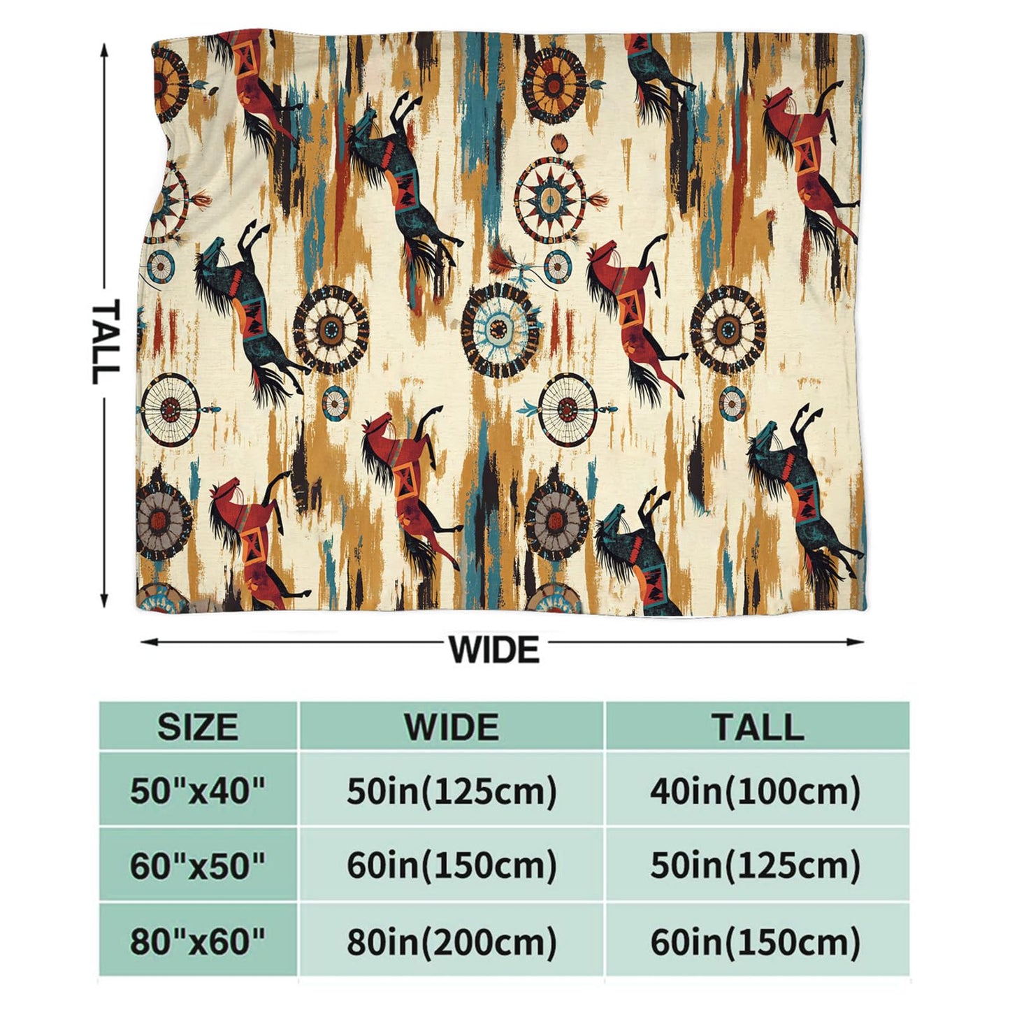 Dynova Horse Blanket Cozy Plush Western Cowboy Throw Blankets Fuzzy Flannel Fleece Cowgirl Native Gifts for Girls Boys Women Men 50"X40"