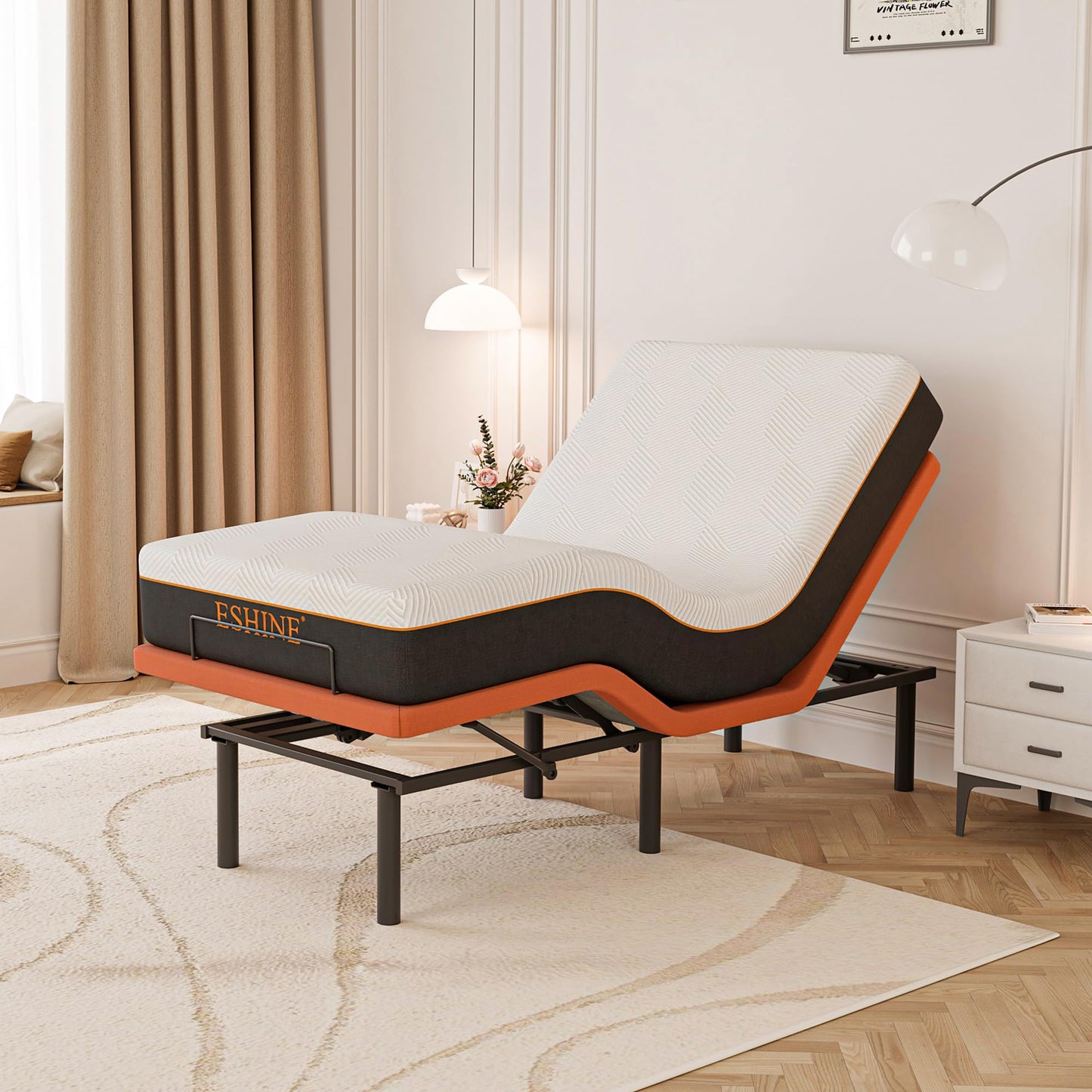 ESHINE Adjustable Bed Frame + 10 Inch Gel Memory Foam Mattress Twin XL Adjustable Bed Bluetooth APP Control, Wireless Remote, Zero Gravity, Anti Snore, Head and Foot Incline, 2000 Series