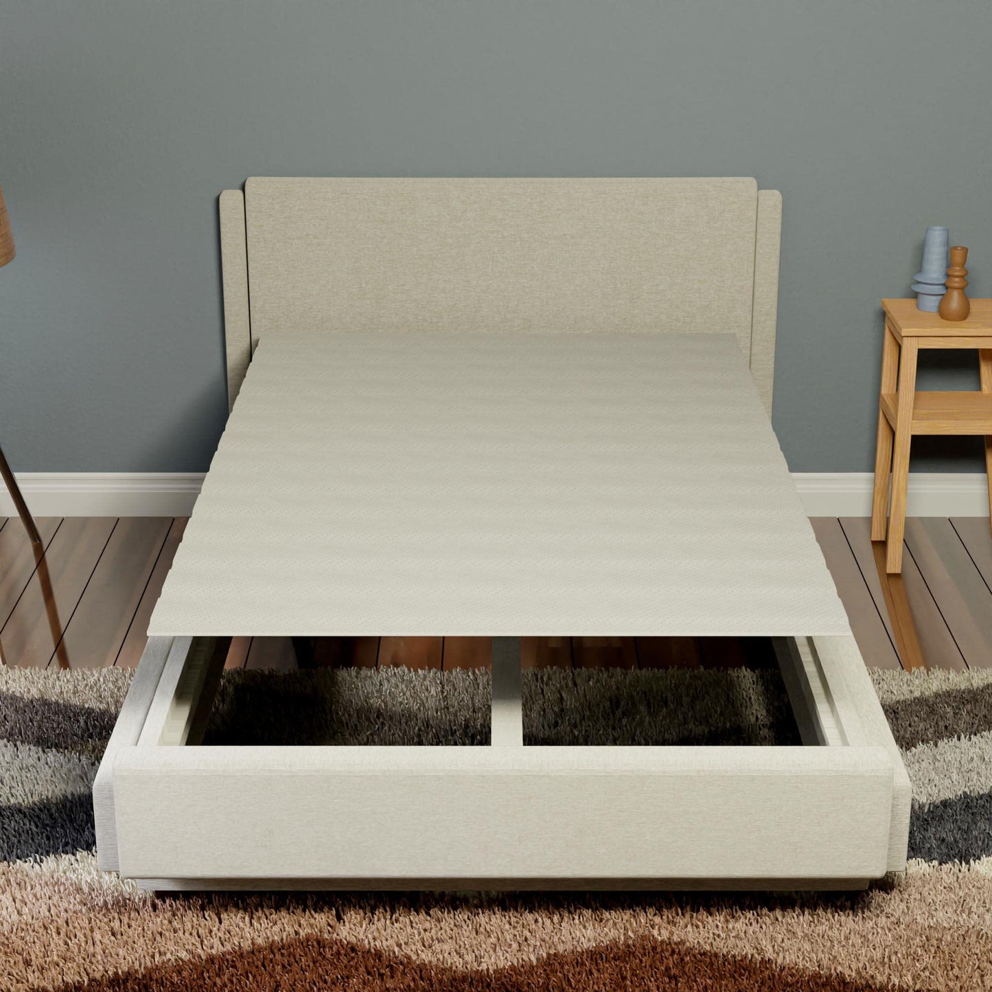 Continental Sleep, 0.75-Inch Horizontal Wooden Bunkie Board/Bed Slats with Cover, Enhance Mattress Support, Queen, Grey