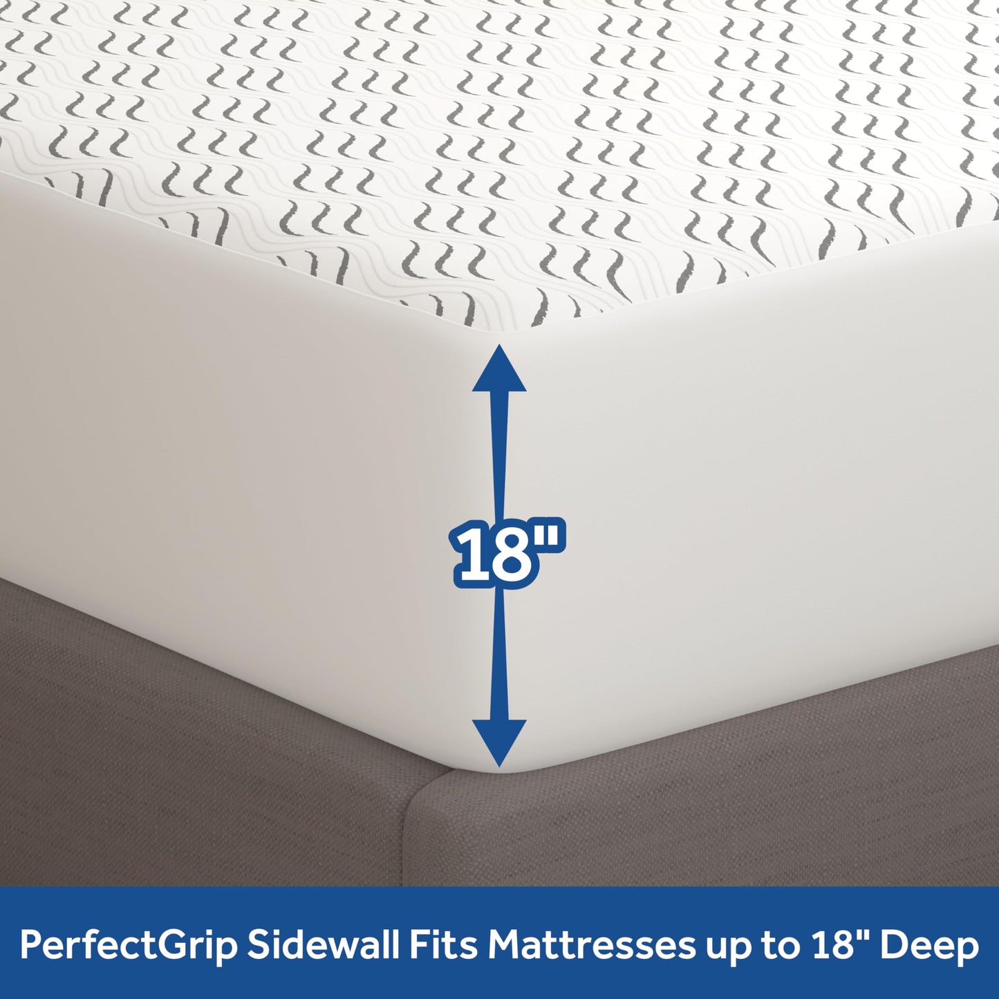 Sealy Flex Charcoal Mattress Cover Protector, King- PerfectGrip Stretch Sidewalls Fitted, Waterproof