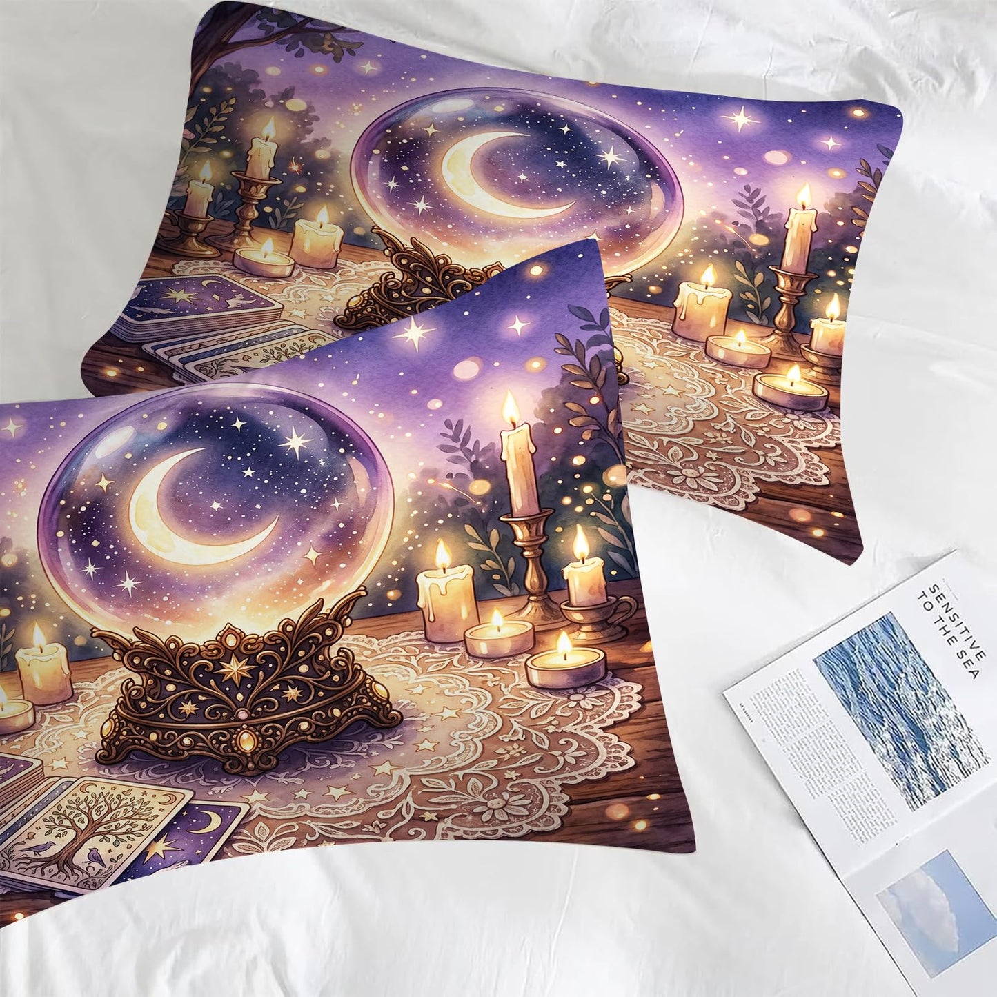 DJNEAR Mystical Crystal Ball Bedding Set Twin Size, 2 Piece Soft Microfiber Comforter Set with Tarot and Moon Print, Includes 1 Comforter 1 Pillowcases for Witchy Bedroom Decor