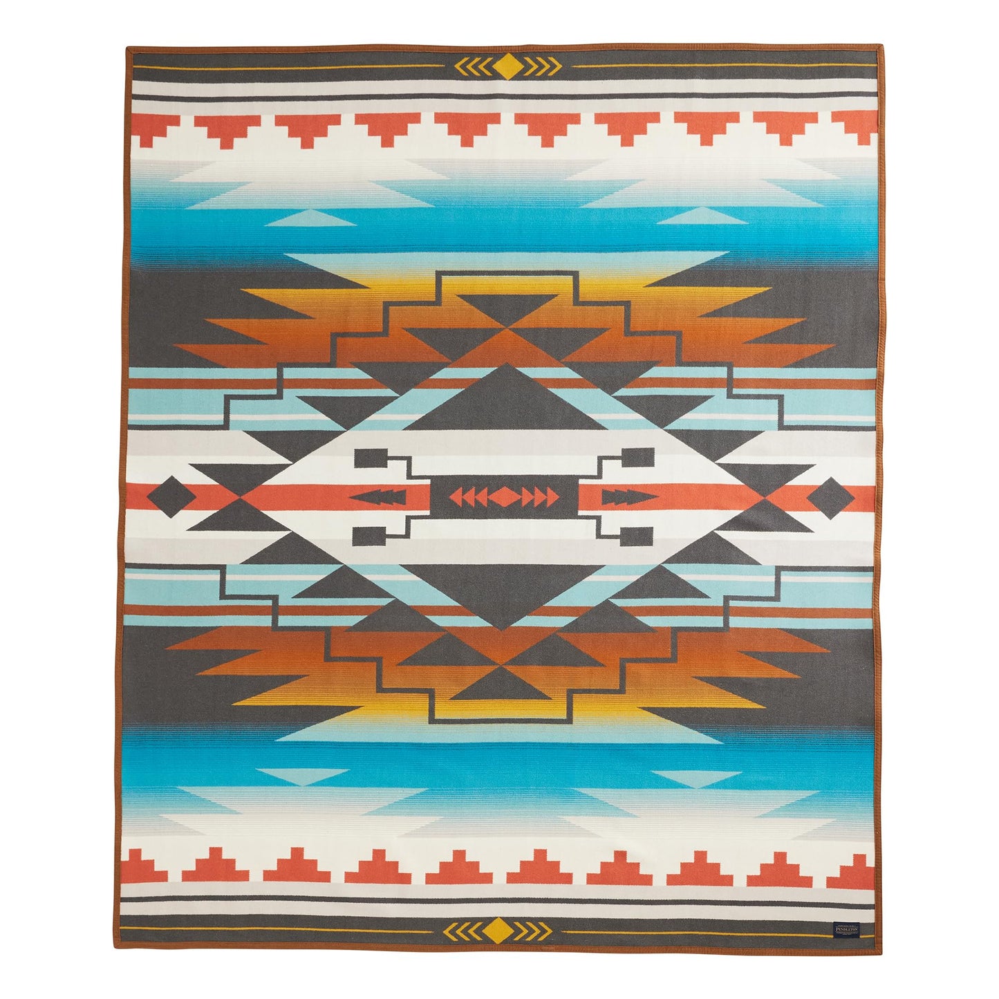 Pendleton American Indian College Fund Blanket - 64" x 80" Wool Cotton Soft, Reversible Blanket, Ultrasuede Binding, Made in USA - Nike N7 7 Generations