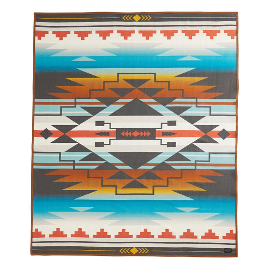 Pendleton American Indian College Fund Blanket - 64" x 80" Wool Cotton Soft, Reversible Blanket, Ultrasuede Binding, Made in USA - Nike N7 7 Generations