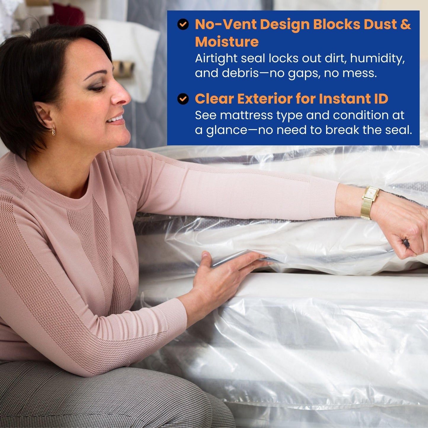 VICMORE Queen Mattress Bag for Moving, Storage & Disposal, 1.5 Mil Heavy-Duty Plastic Mattress Cover, Tear-Resistant, Dustproof, Reusable (Fits Queen Size Beds)