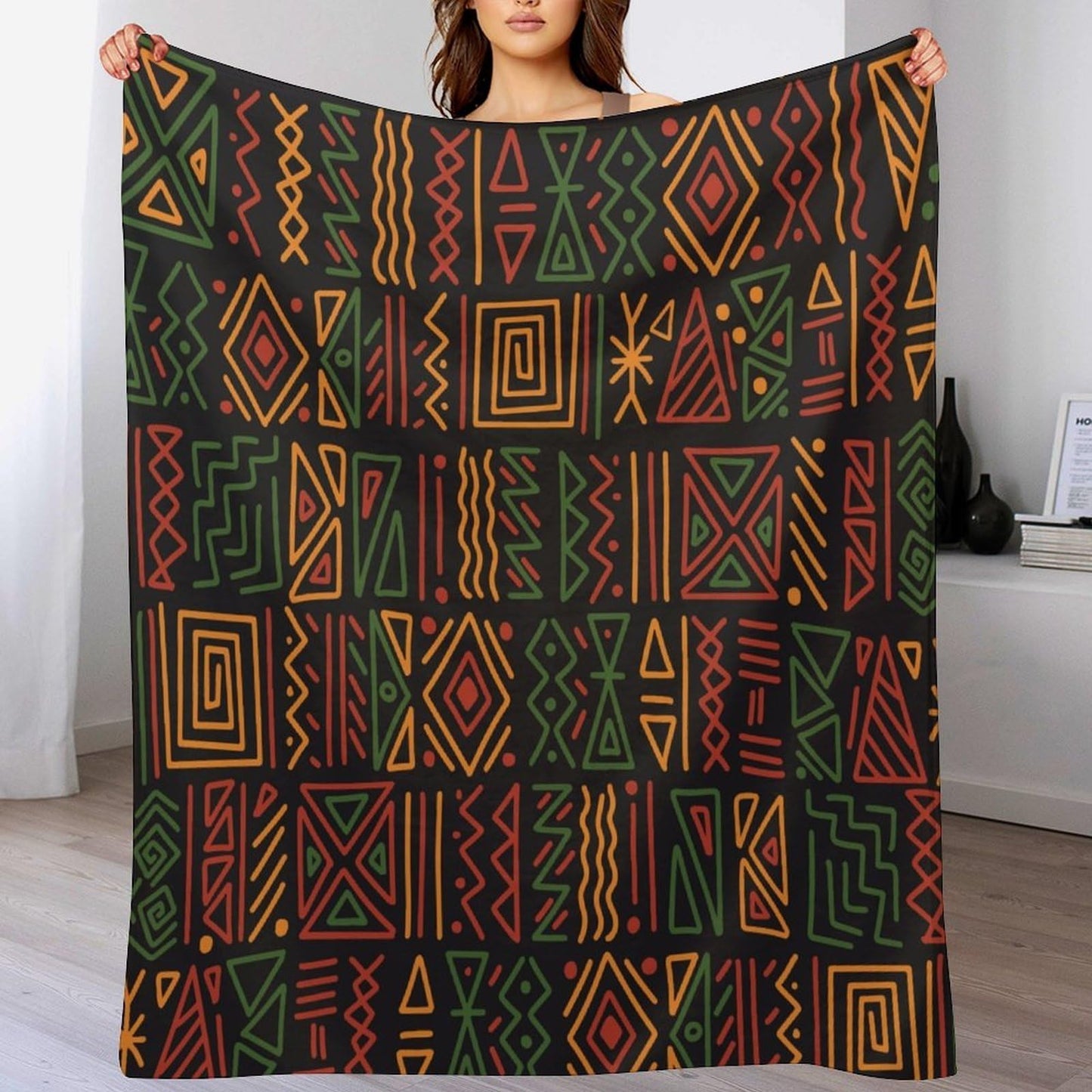 ZhiRain African Tribal Throw Blanket African Juneteenth Ethnic Style Blankets for Sofa Bed Couch Chair Or Dorm 50"x60"