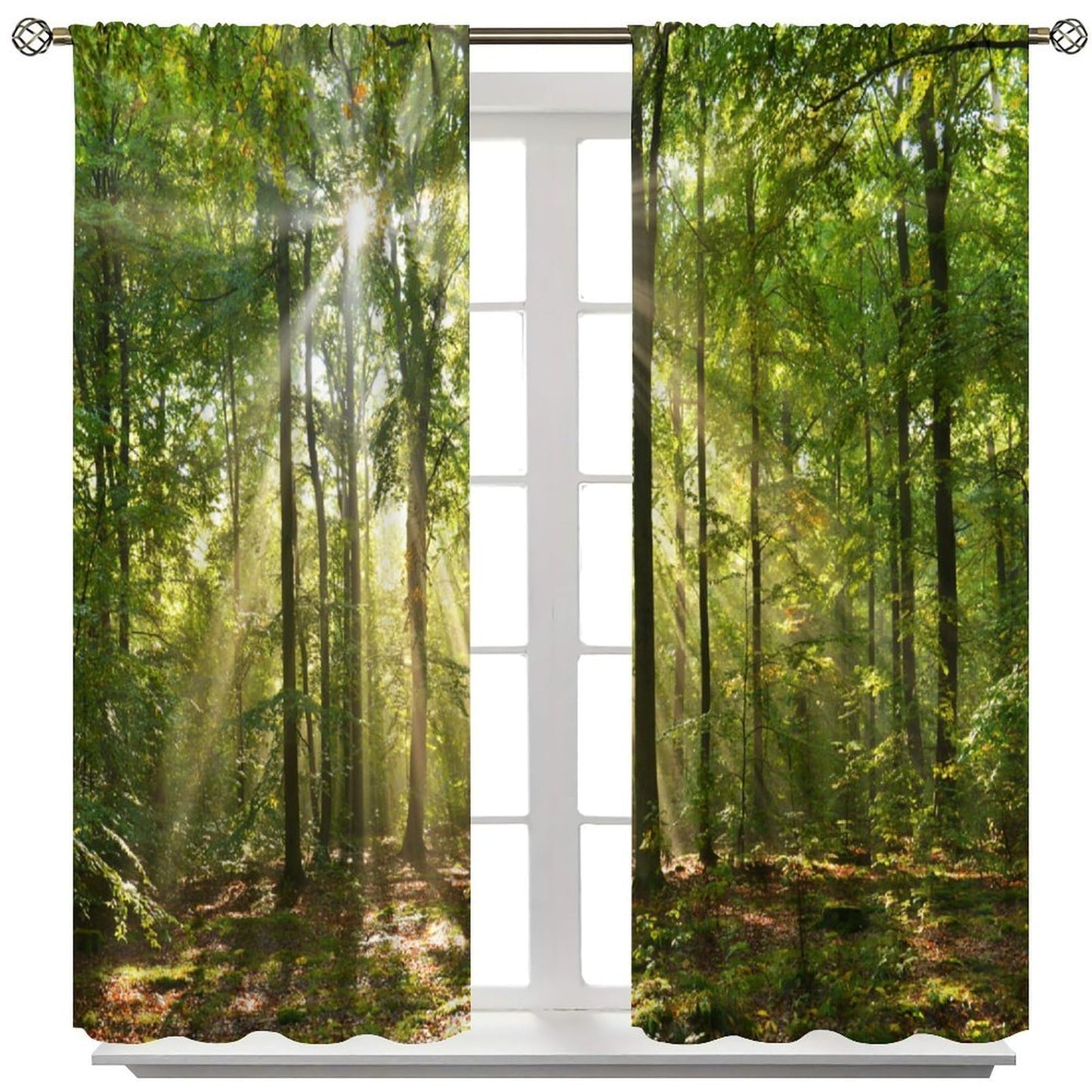 UFUH Nature Landscape Blackout Curtains,Spring Jungle Summer Sunshine Forest Land Scenery Window Treatments for Bedroom Living Room Kitchen,2 Panels Set Total Size 42 x 45 Inch