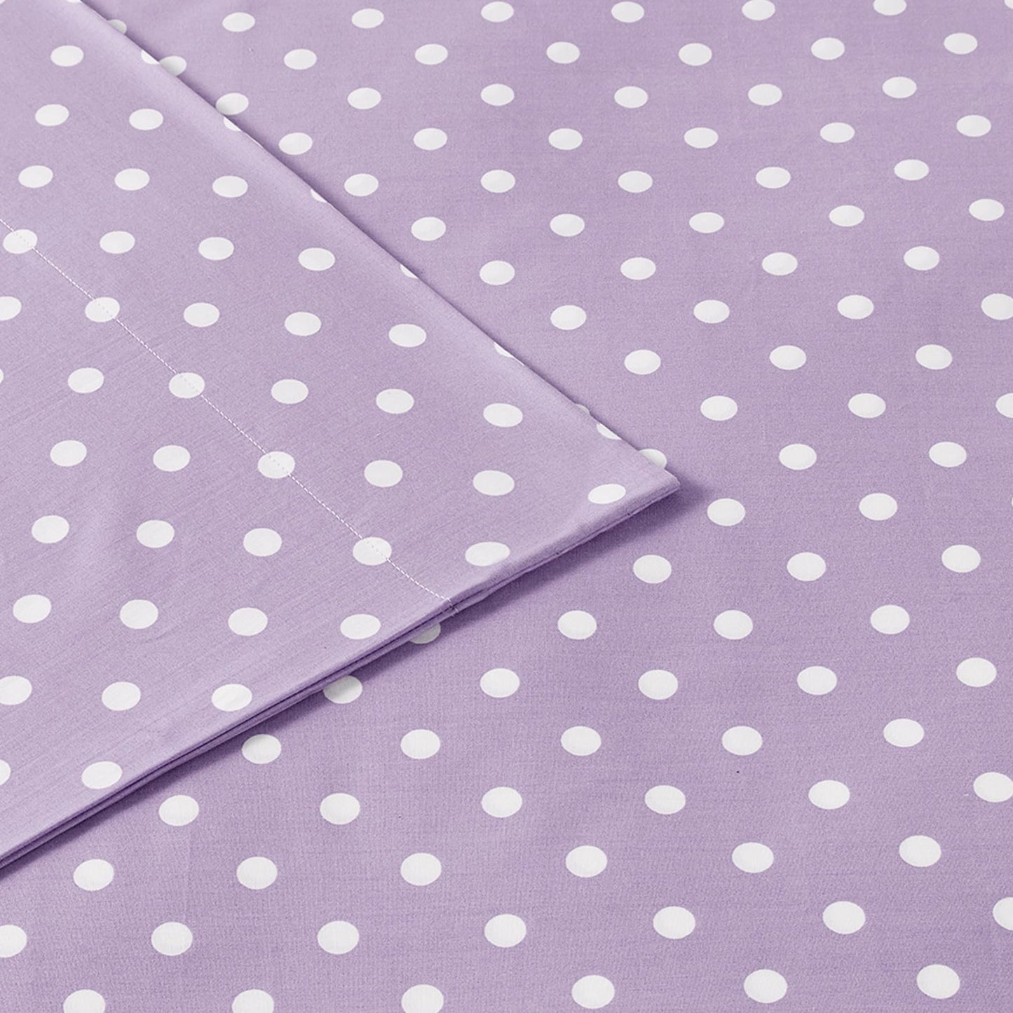 Intelligent Design Purple Twin Size Sheet Sets Kids Polka Dot Sheets for Girls 100% Cotton Percale Soft Flat and Fitted Sheet, Pillowcase, Breathable All Season Bed Set, Fits up to 14" Mattress